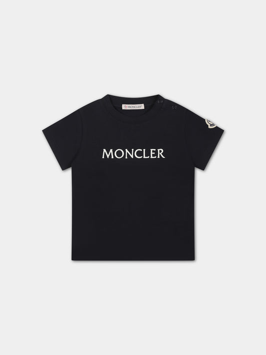T-shirt blu per neonata con logo,Moncler Kids,951 8C00002 8790N 778