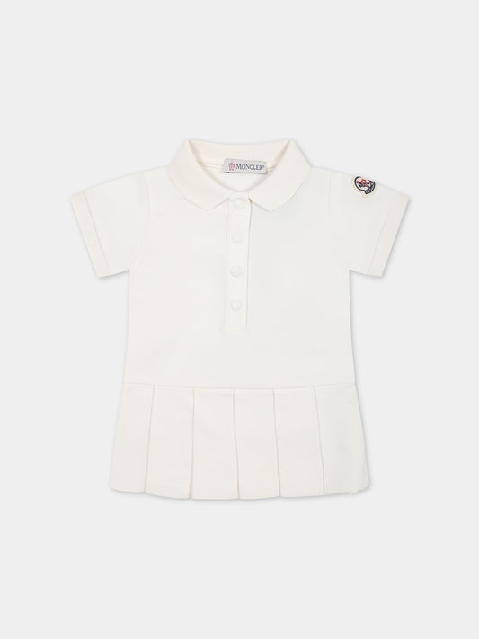 Vestito bianco per neonata con logo,Moncler Kids,951 8I00001 8496F 034