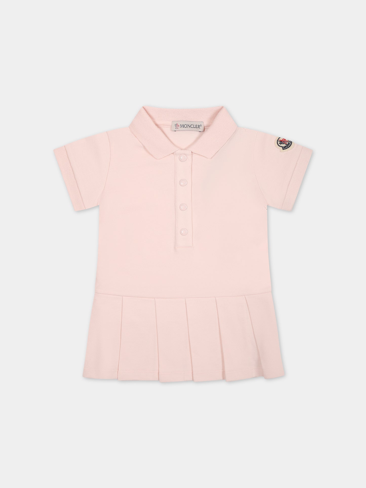 Vestito rosa per neonata con logo,Moncler Kids,951 8I00001 8496F 504