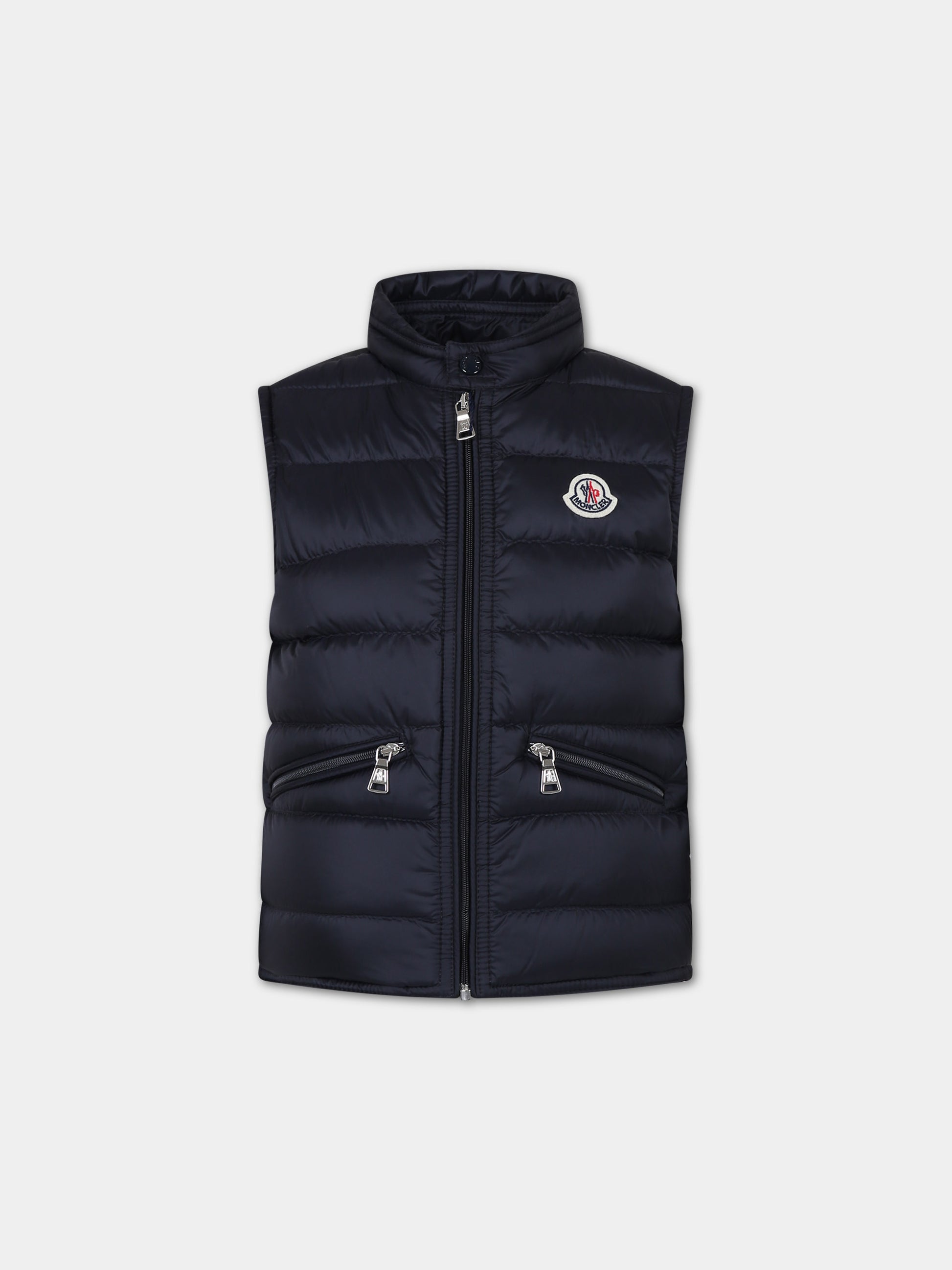 Gilet blu per bambino con logo,Moncler Kids,954 1A00055 595FE 778