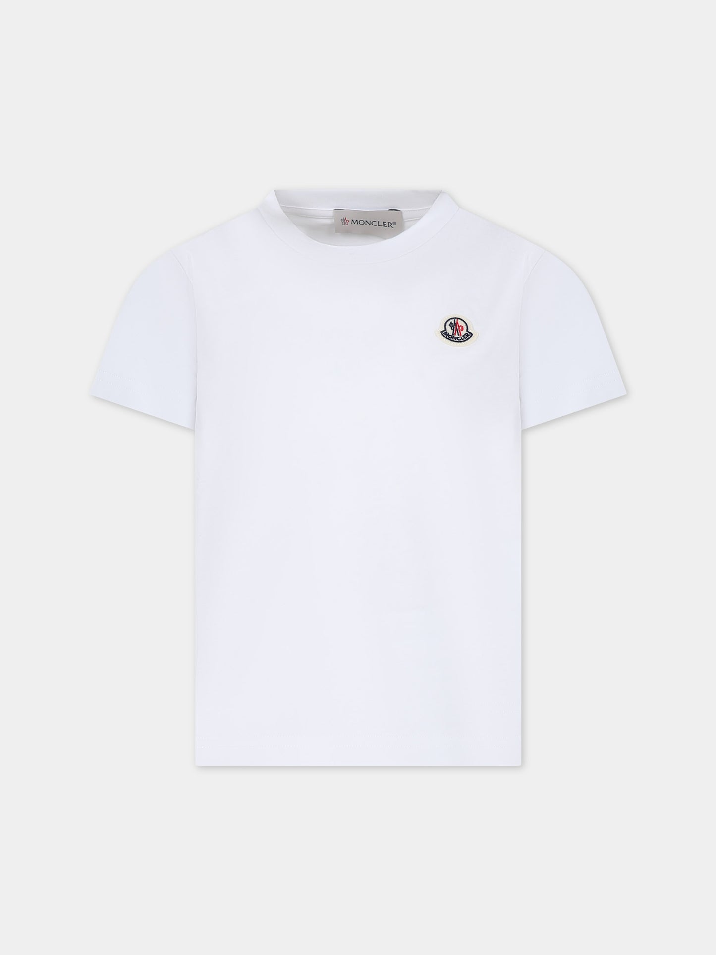 T-shirt bianca per bambini con logo,Moncler Kids,954 8C00018 83907 001