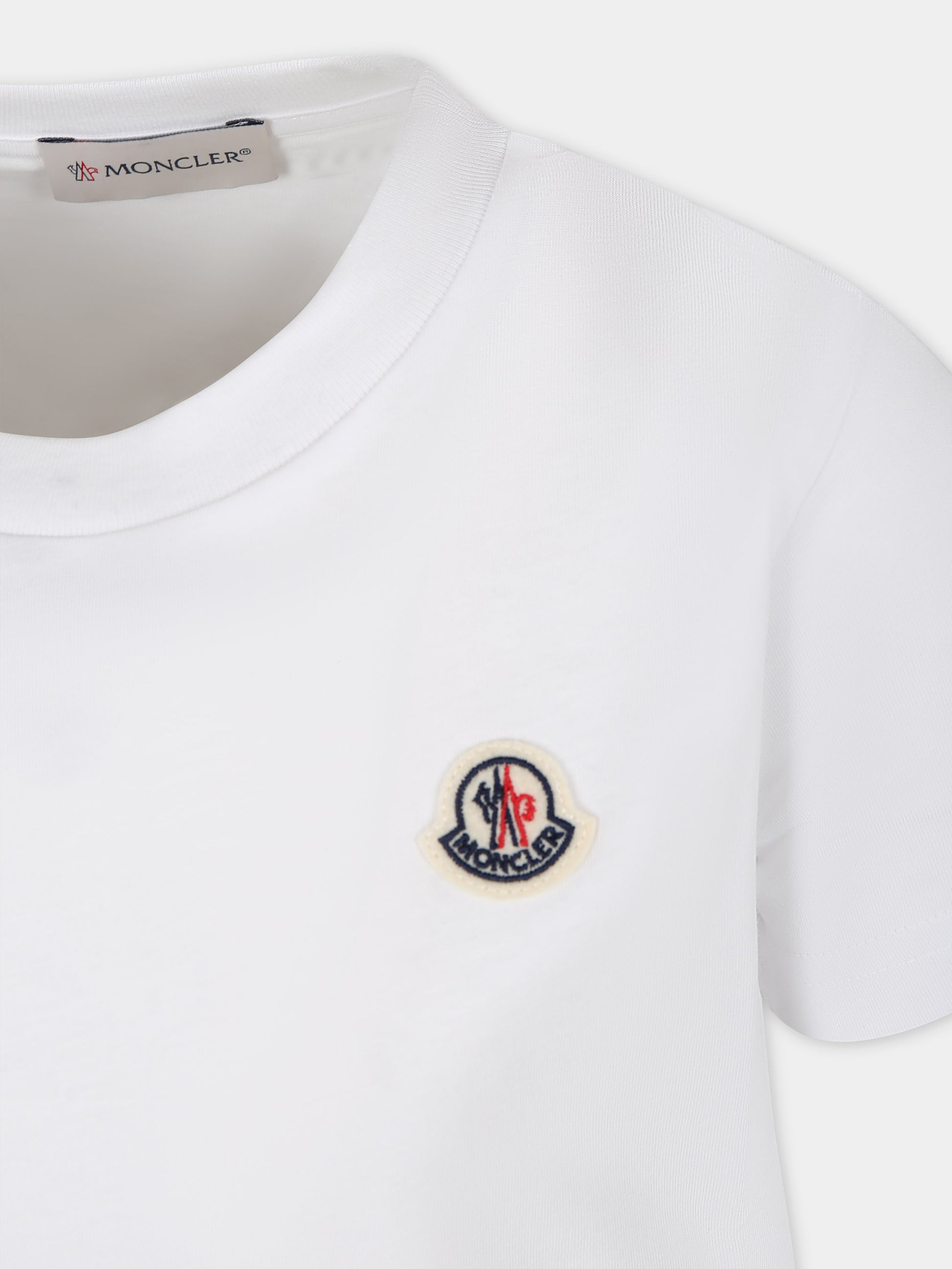 T-shirt bianca per bambini con logo,Moncler Kids,954 8C00018 83907 001