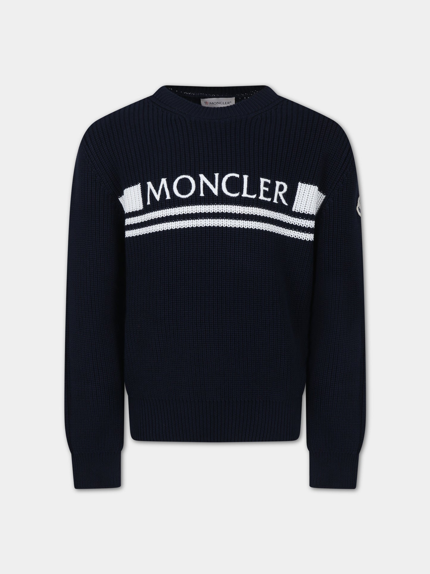 Maglione blu per bambino con logo,Moncler Kids,954 9C00002 M1367 772