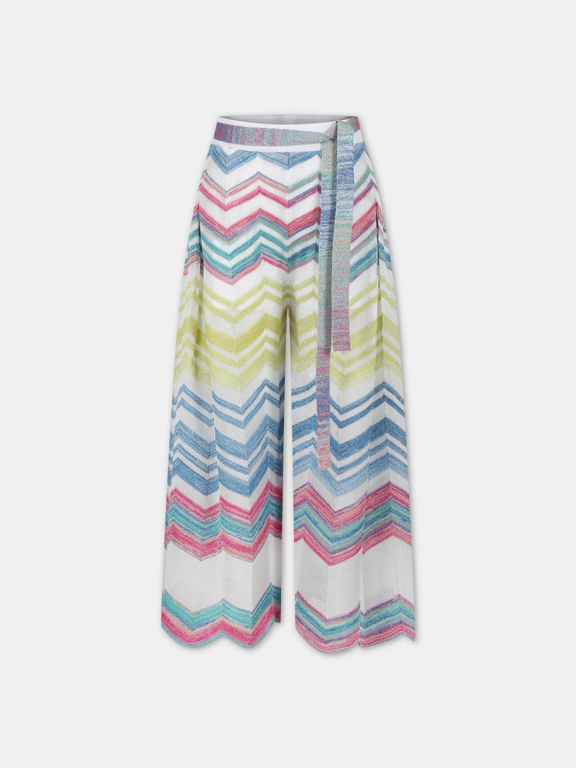 Pantaloni casual multicolor per bambina con motivo a chevron,Missoni,MU6B90 X0146 999