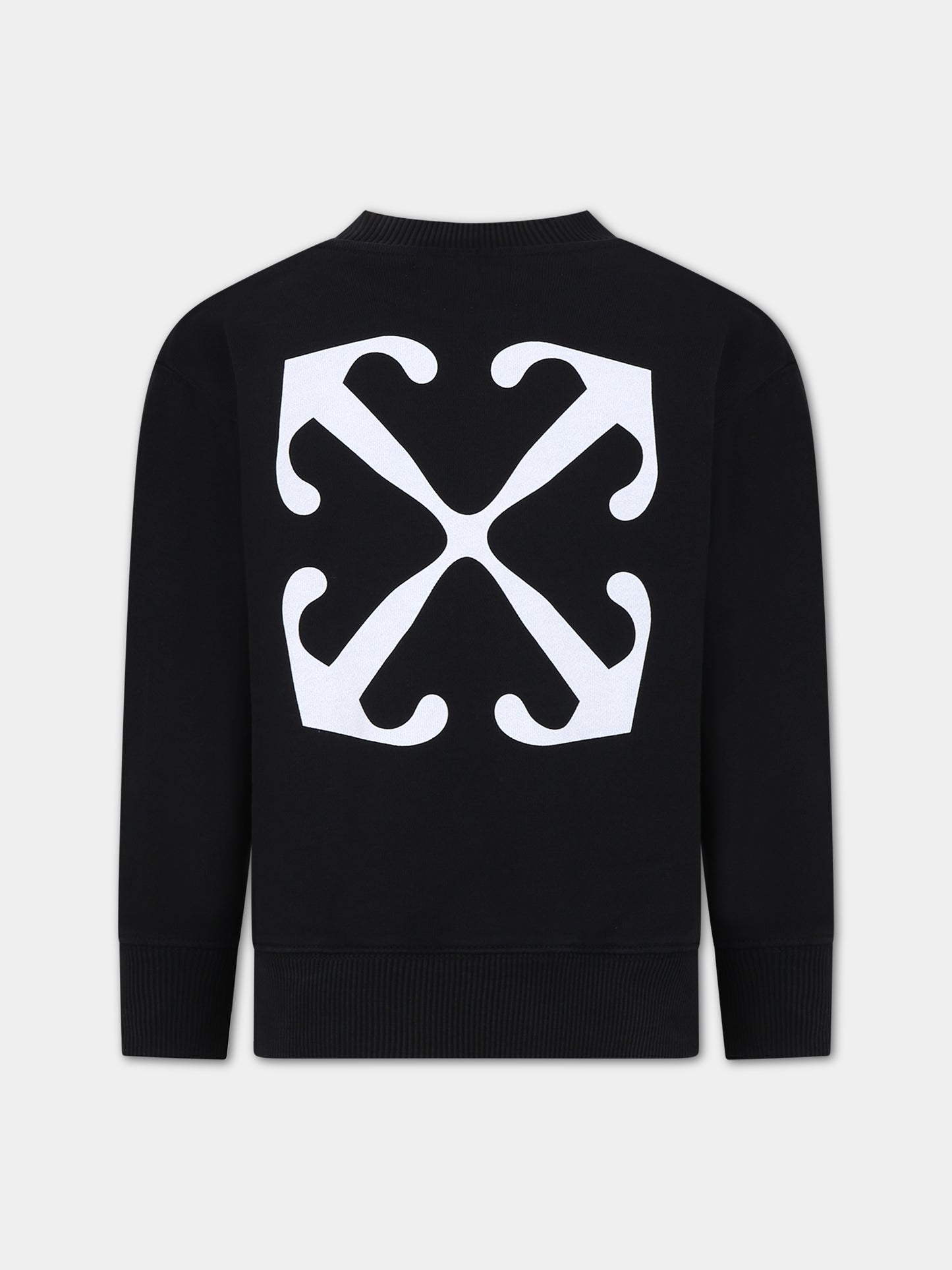 Felpa nera per bambino con logo,Off White,OBBA001S24FLE0021001