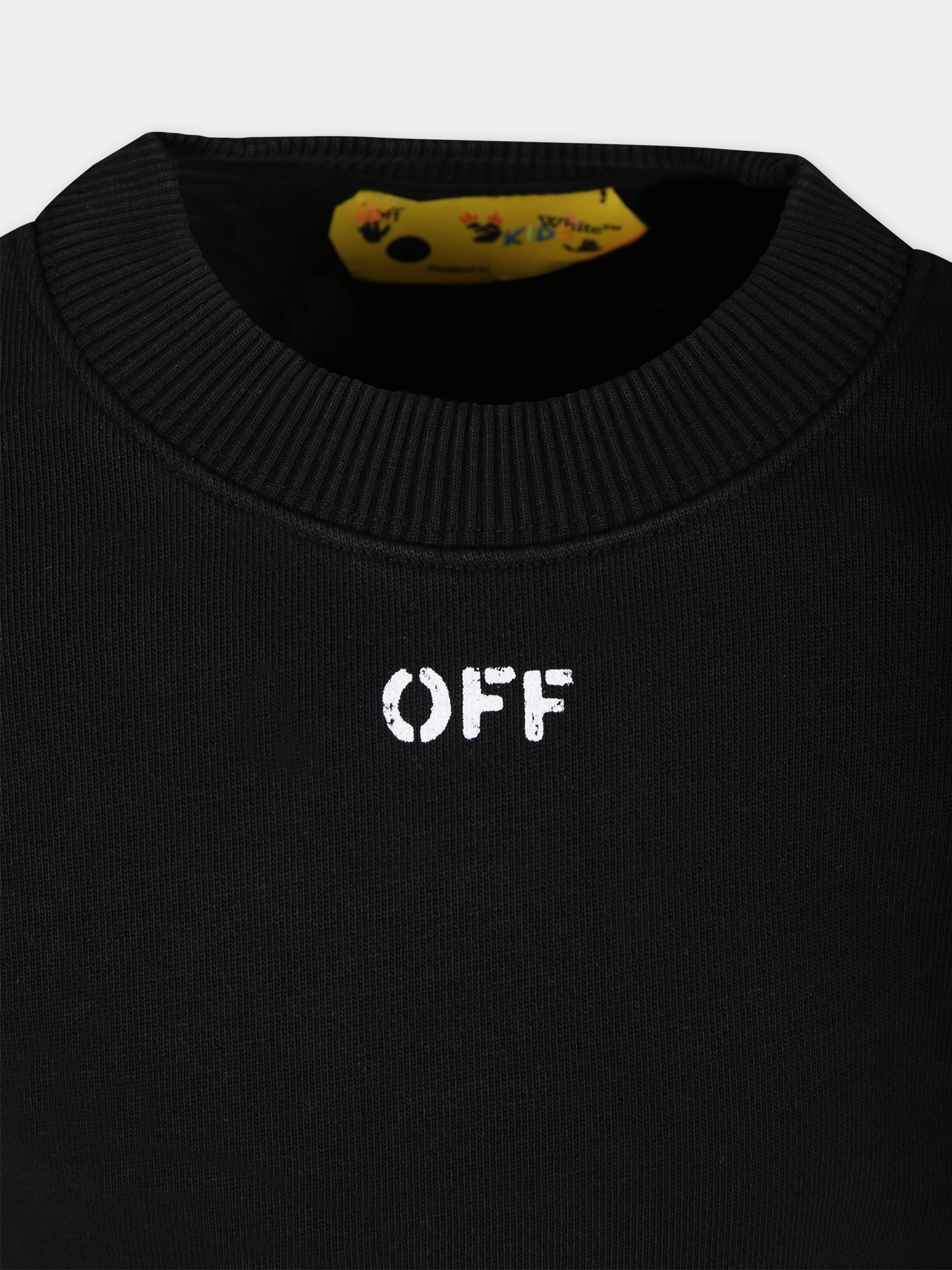 Felpa nera per bambino con logo,Off White,OBBA001S24FLE0021001