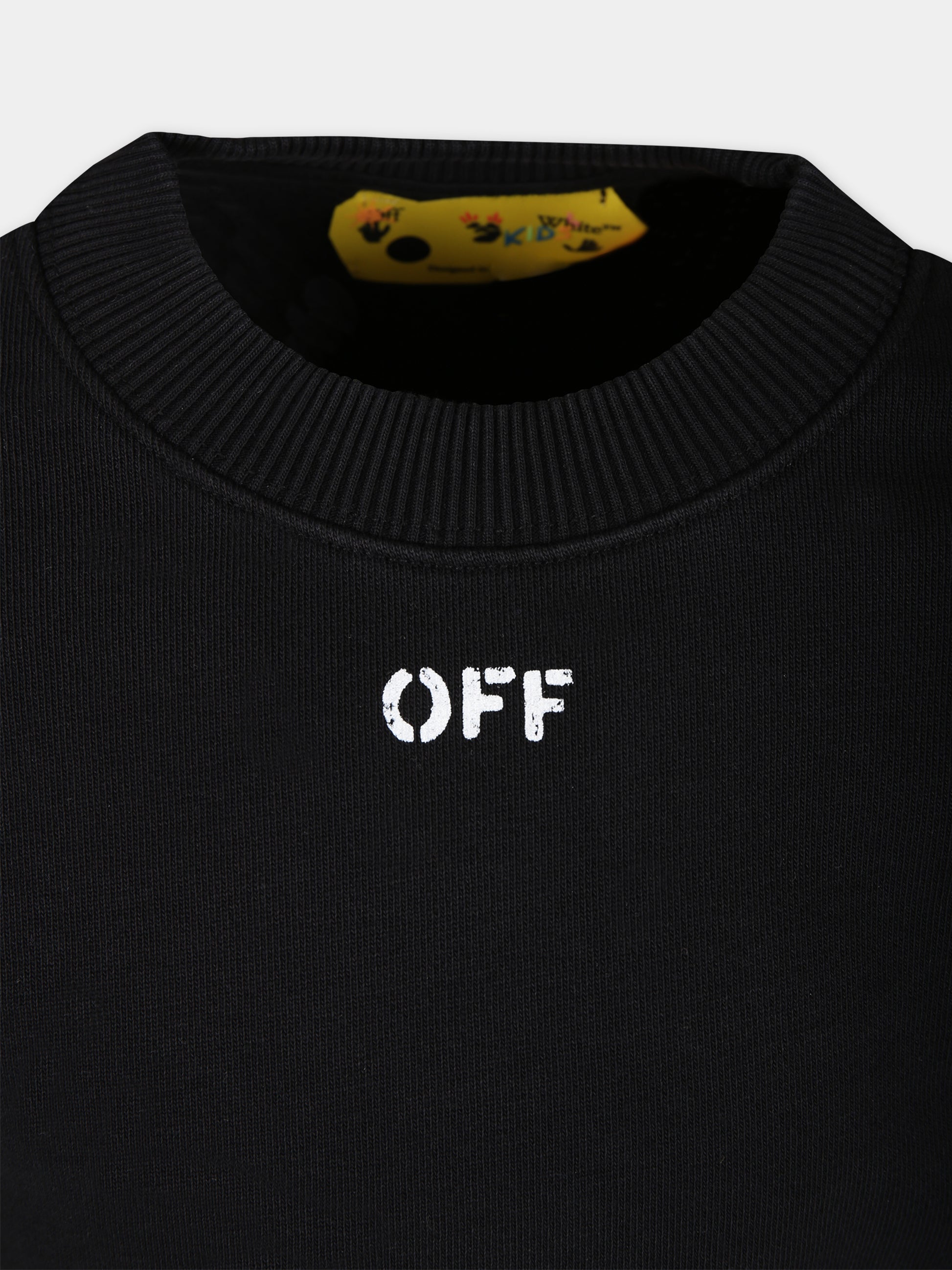 Felpa nera per bambino con logo,Off White,OBBA001S24FLE0021001