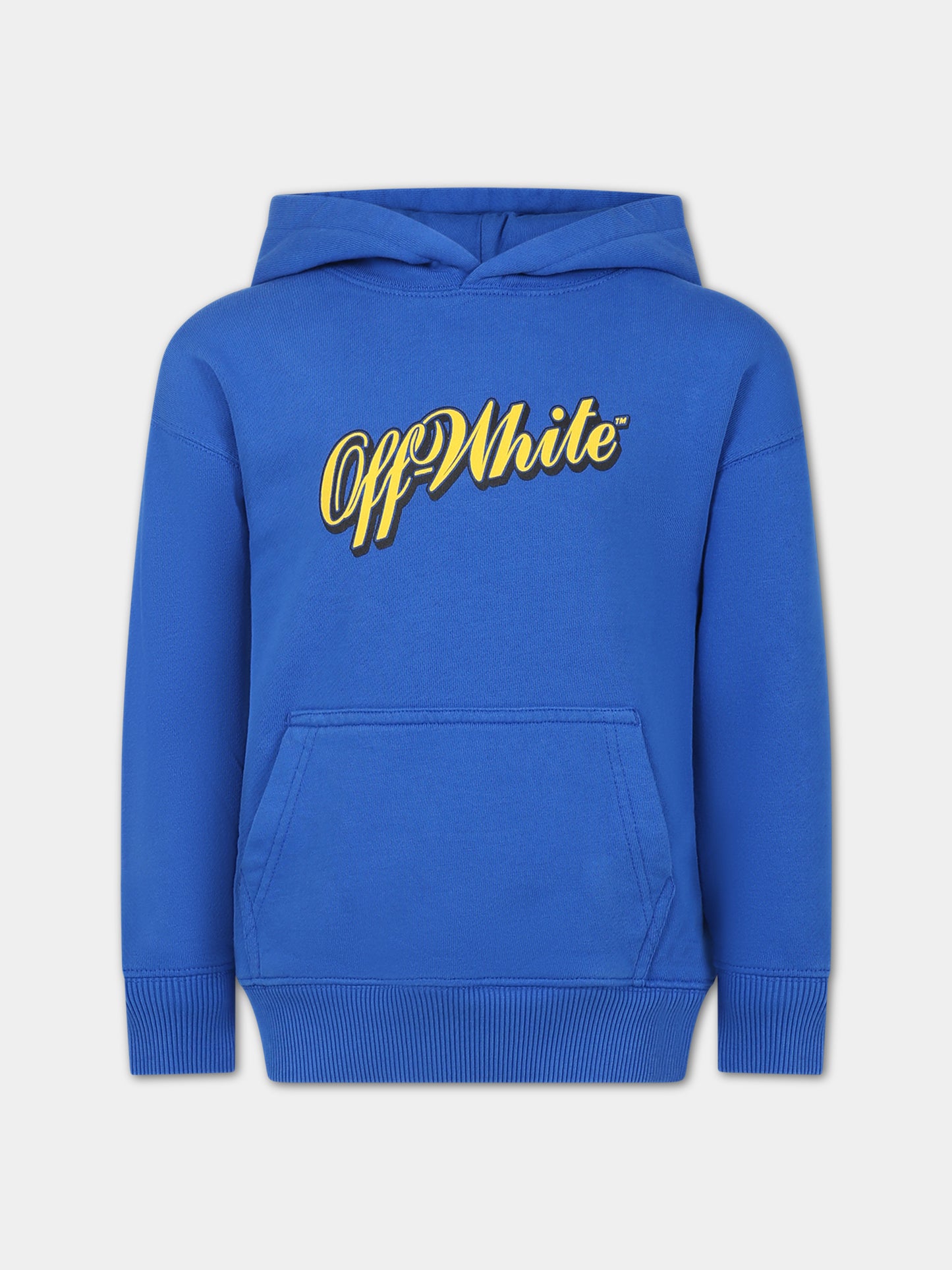 Felpa azzurra per bambino con logo,Off White,OBBB001S24FLE0074518