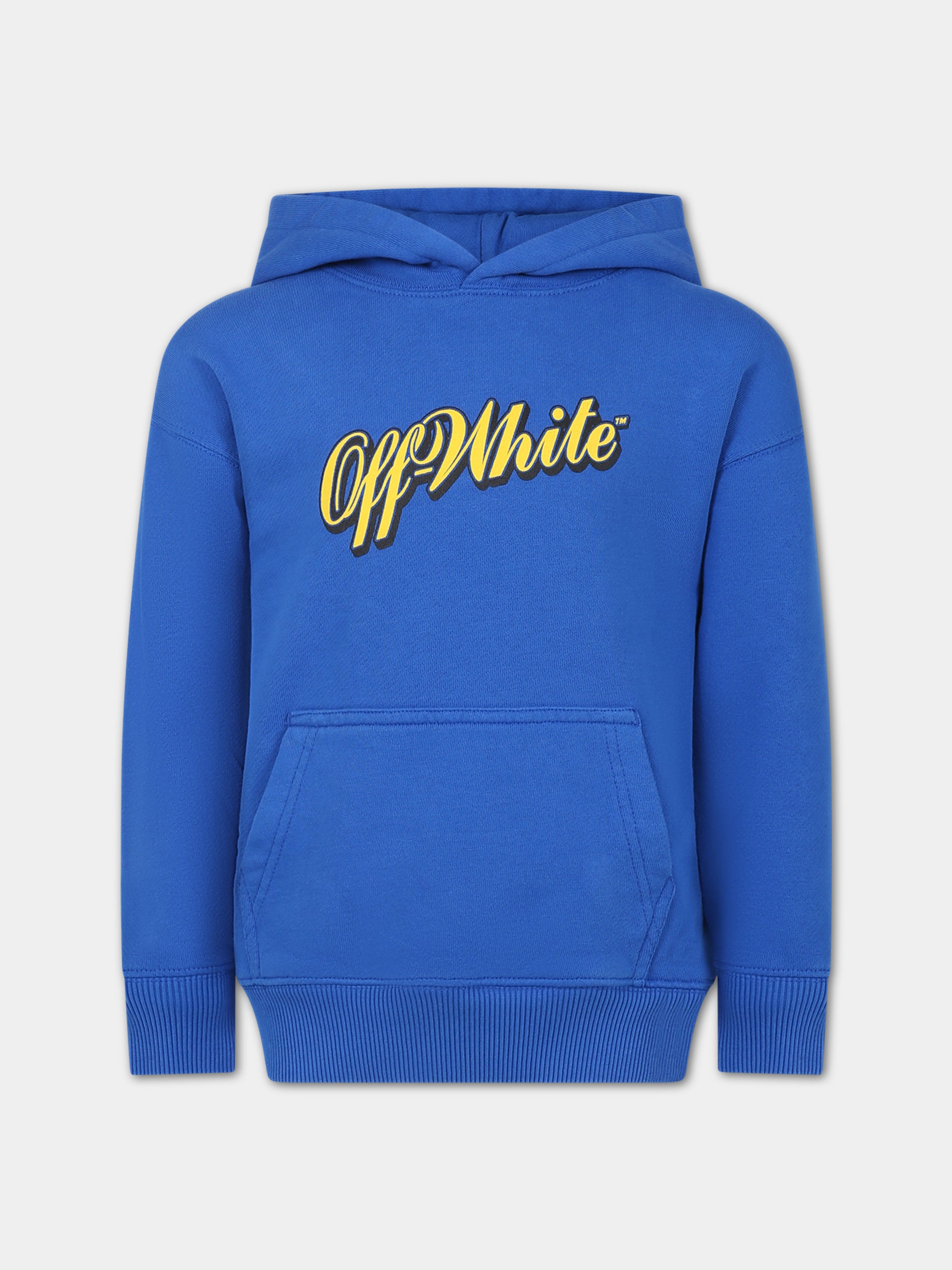 Felpa azzurra per bambino con logo,Off White,OBBB001S24FLE0074518