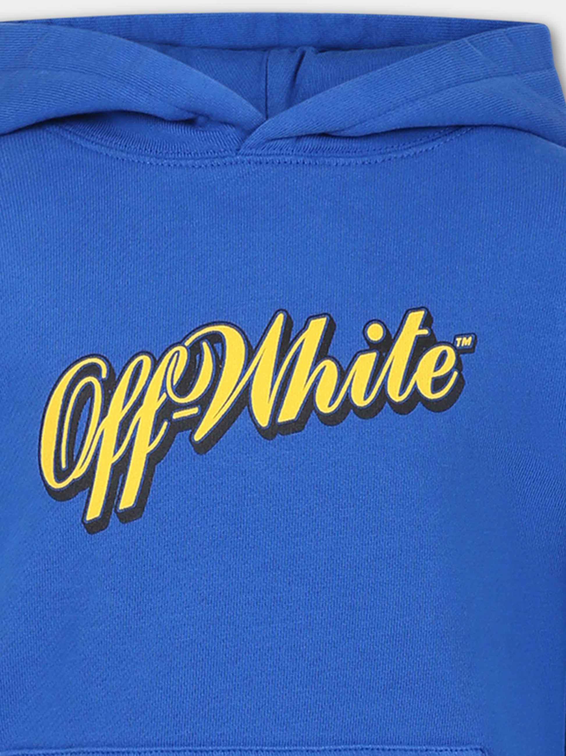 Felpa azzurra per bambino con logo,Off White,OBBB001S24FLE0074518