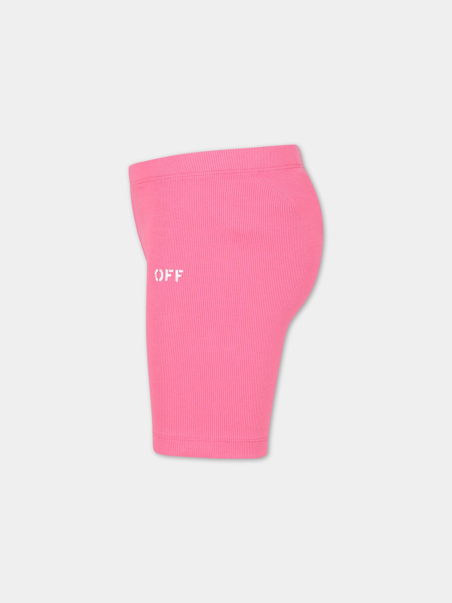 Shorts fucsia per bambina con logo,Off White,OGCD002S24JER0013201