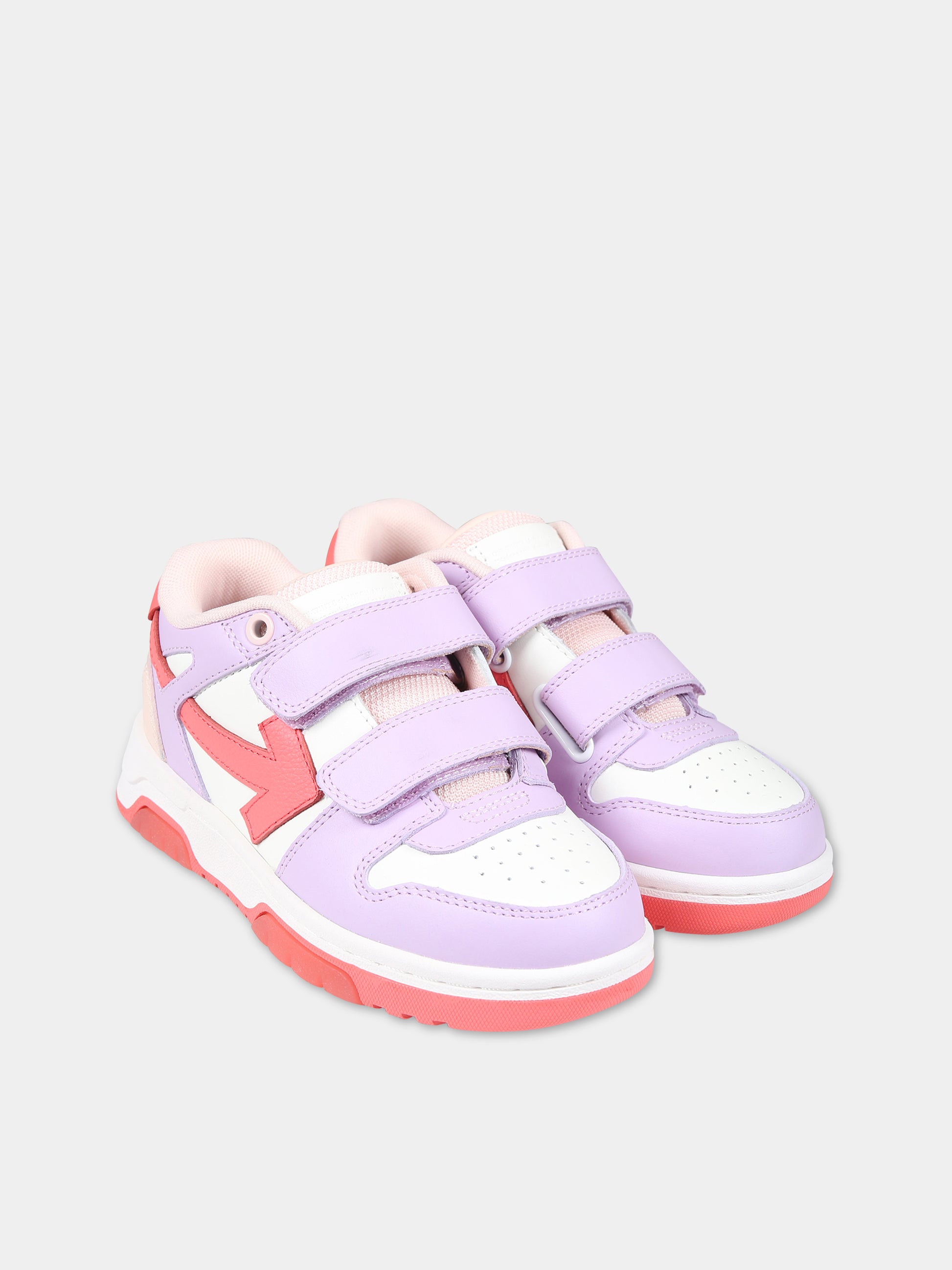 Sneakers viola per bambina con iconiche frecce,Off White,OGIA005S24LEA0018484