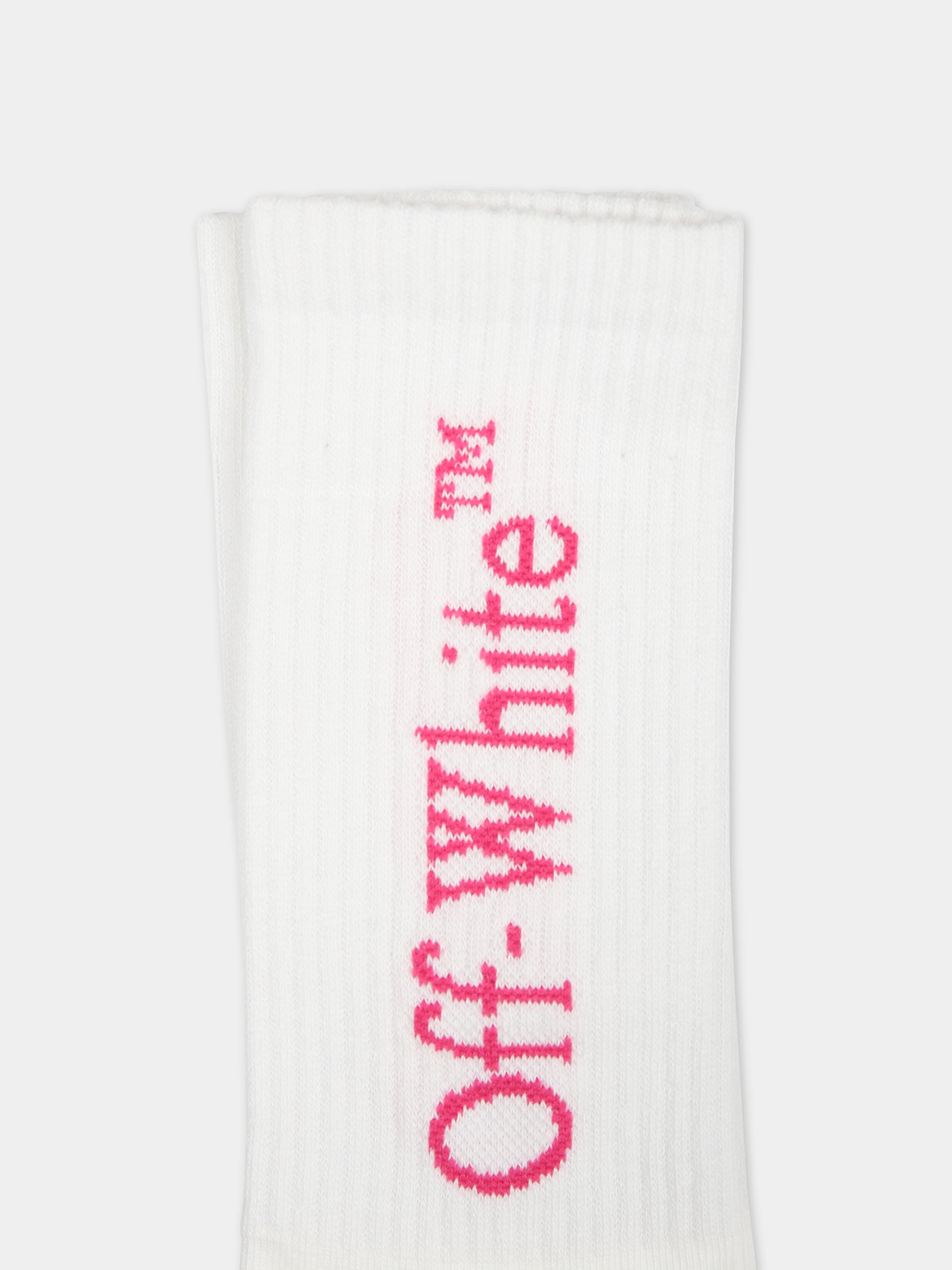 Calze bianche per bambina con logo,Off White,OGRA003S24KNI0010132