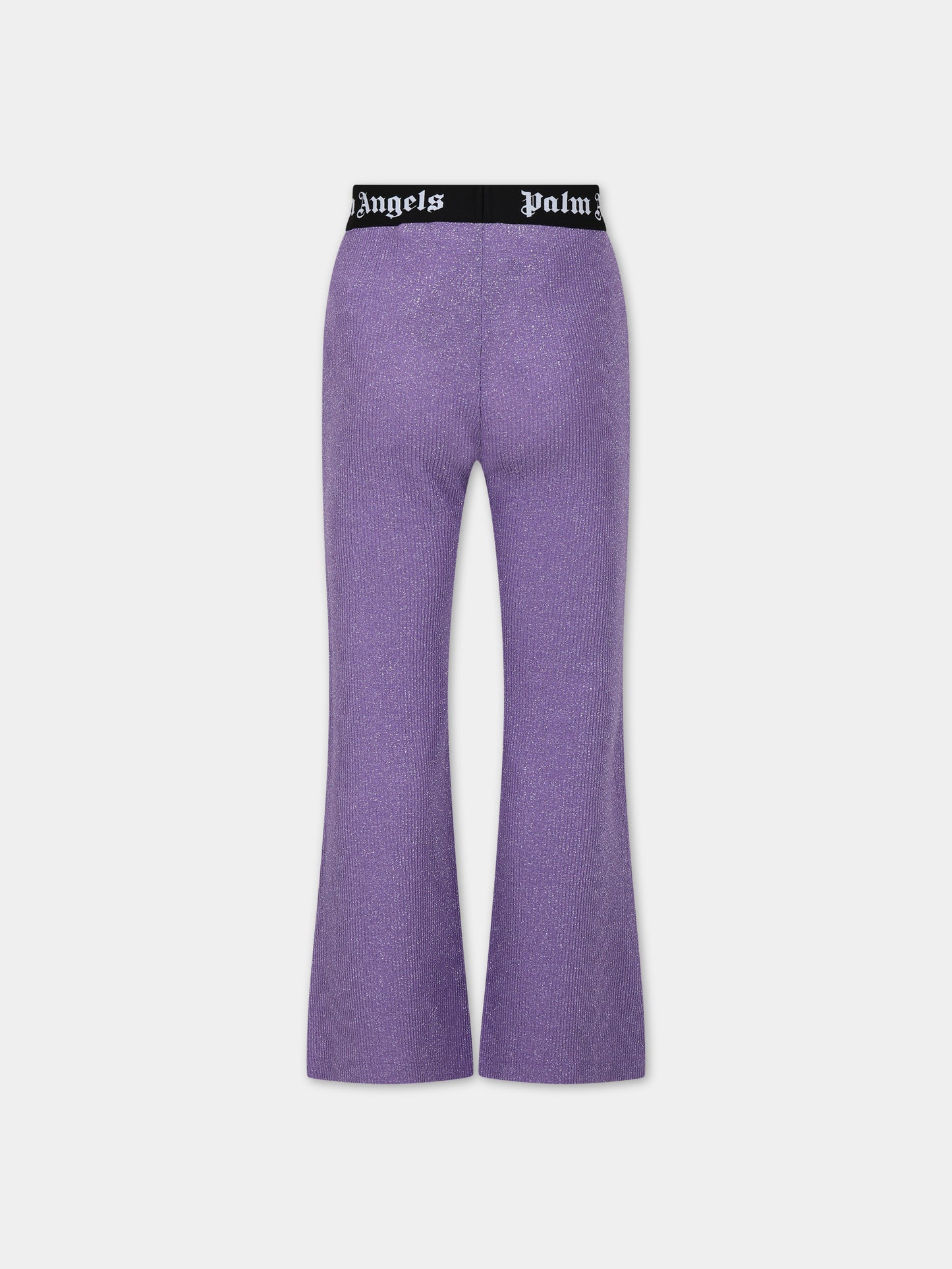 Leggings viola per bambina con logo,Palm Angels,PGCA016S24JER0013610