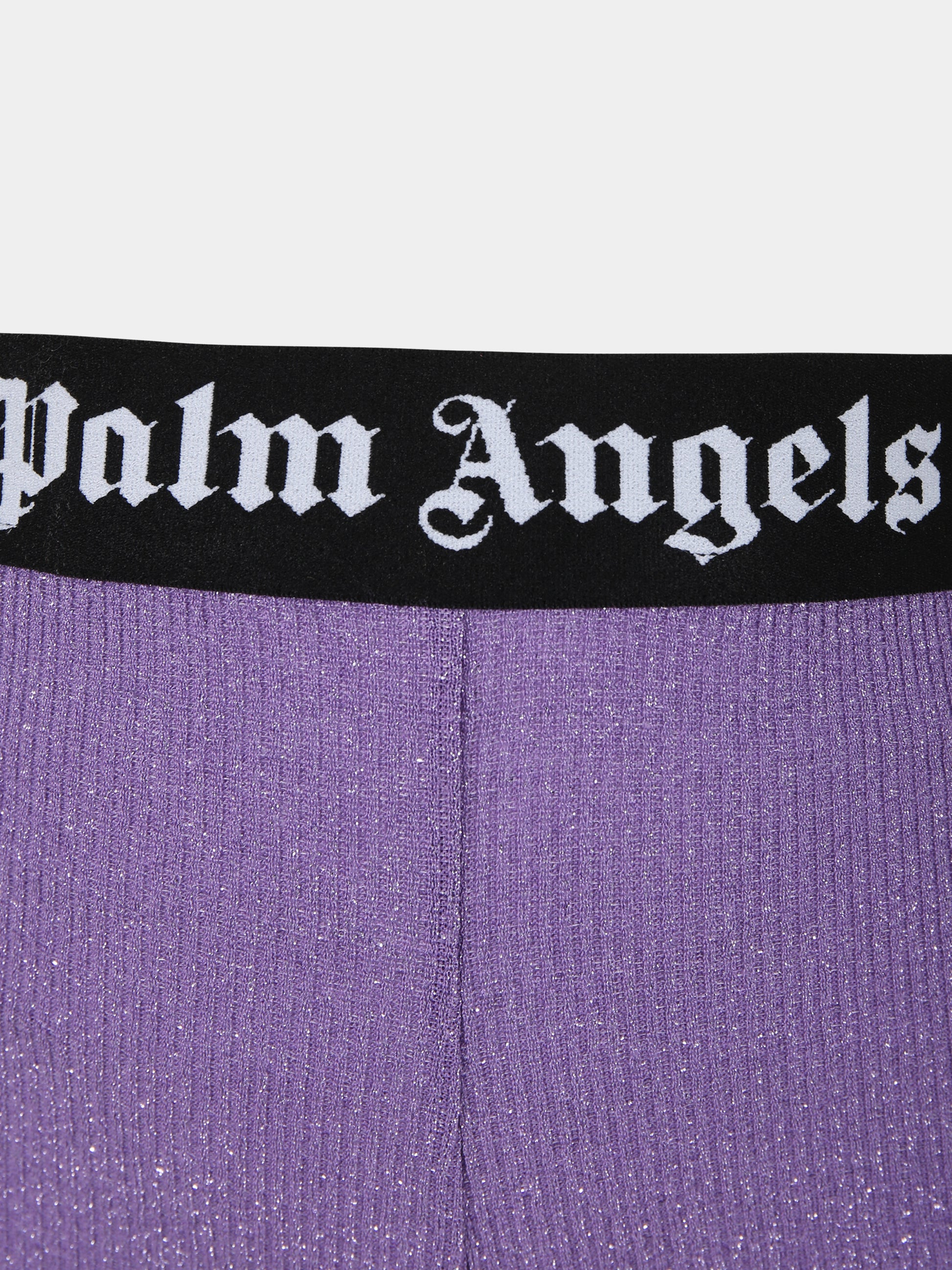 Leggings viola per bambina con logo,Palm Angels,PGCA016S24JER0013610