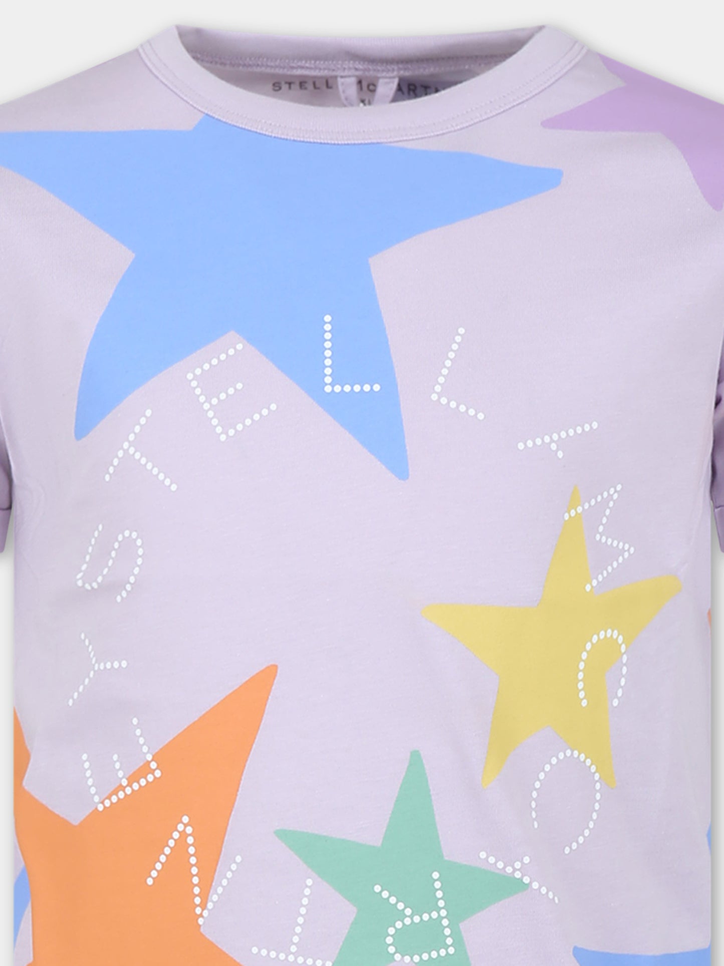 T-shirt viola per bambina con stelle e logo,Stella Mccartney Kids,TU8B81 Z0913 572MC