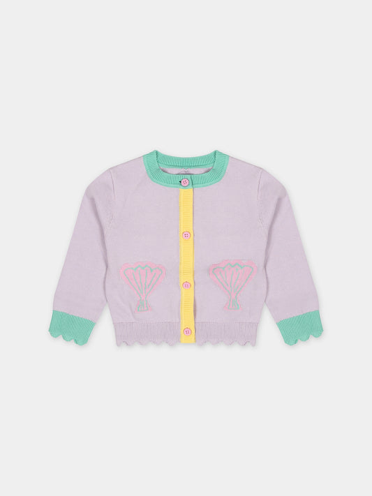 Cardigan viola per neonata con conchiglie,Stella Mccartney Kids,TU9010 Z1841 572