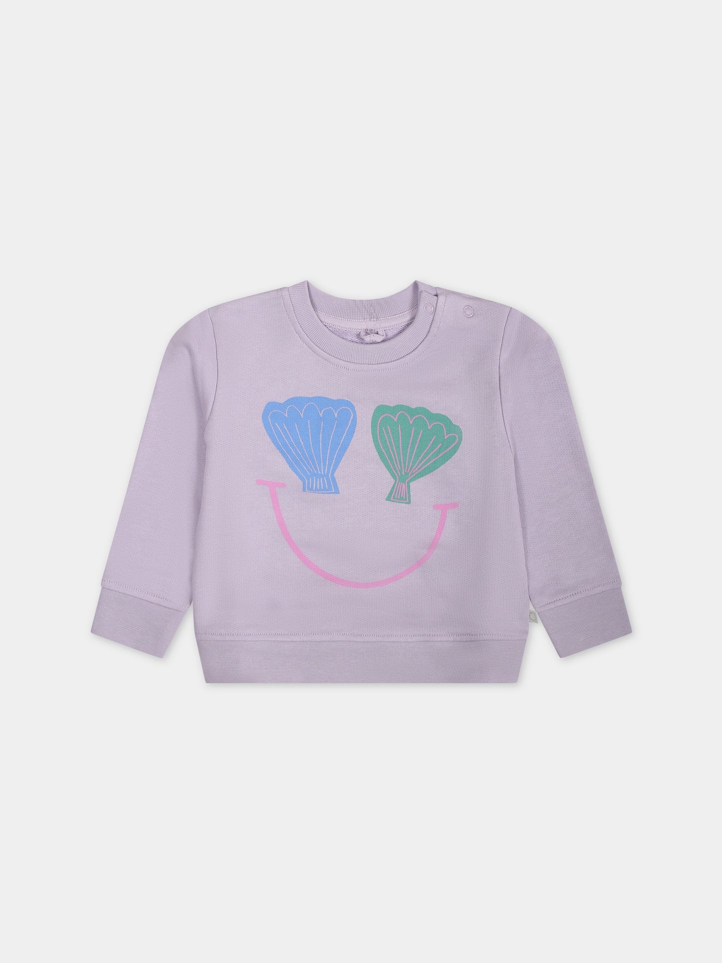 Felpa viola per neonata con smile e conchiglie,Stella Mccartney Kids,TU4130 Z0499 572