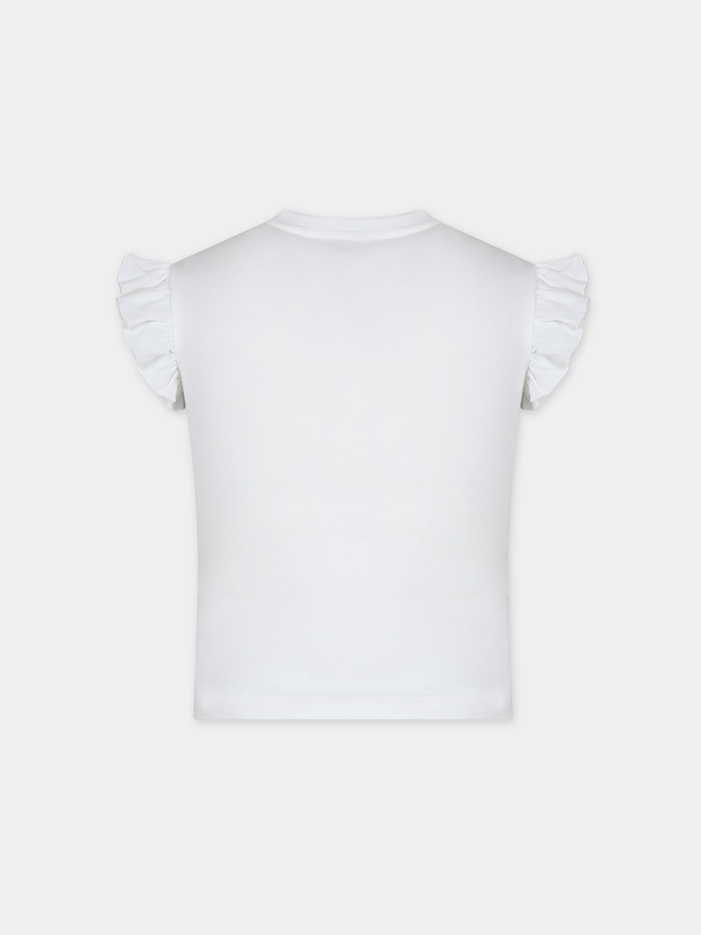 T-shirt bianca per neonata con rose,Simonetta,SU8000 J0209 101RS