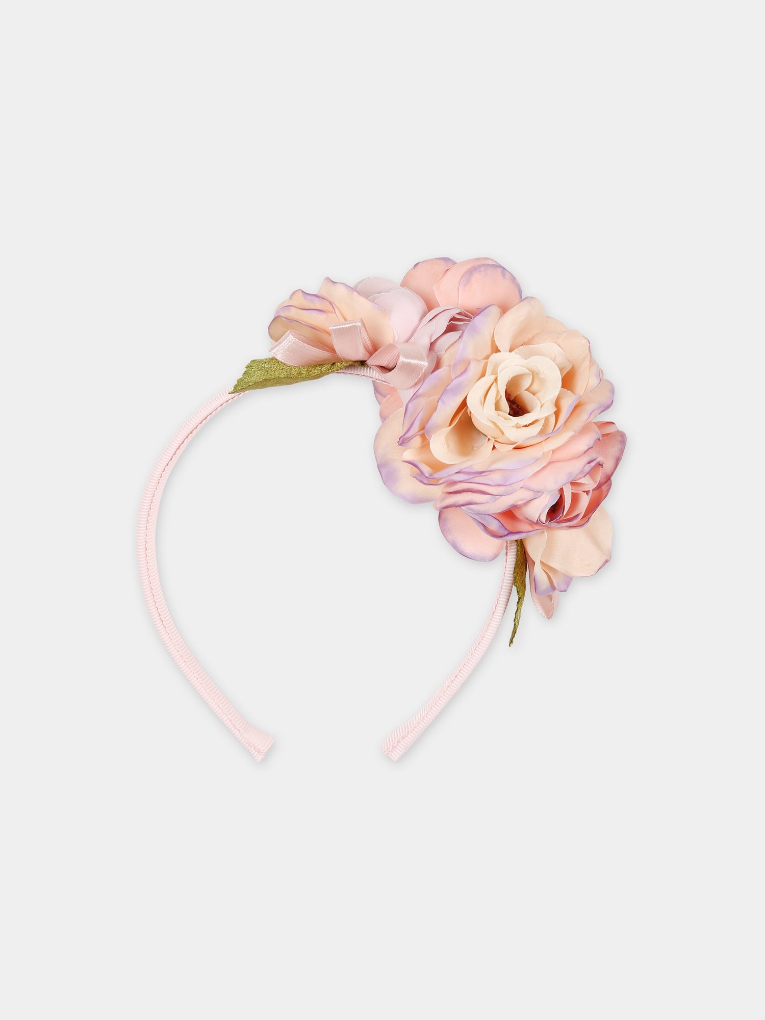 Cerchietto rosa per bambina con fiori,Monnalisa,79C011 3726 9292