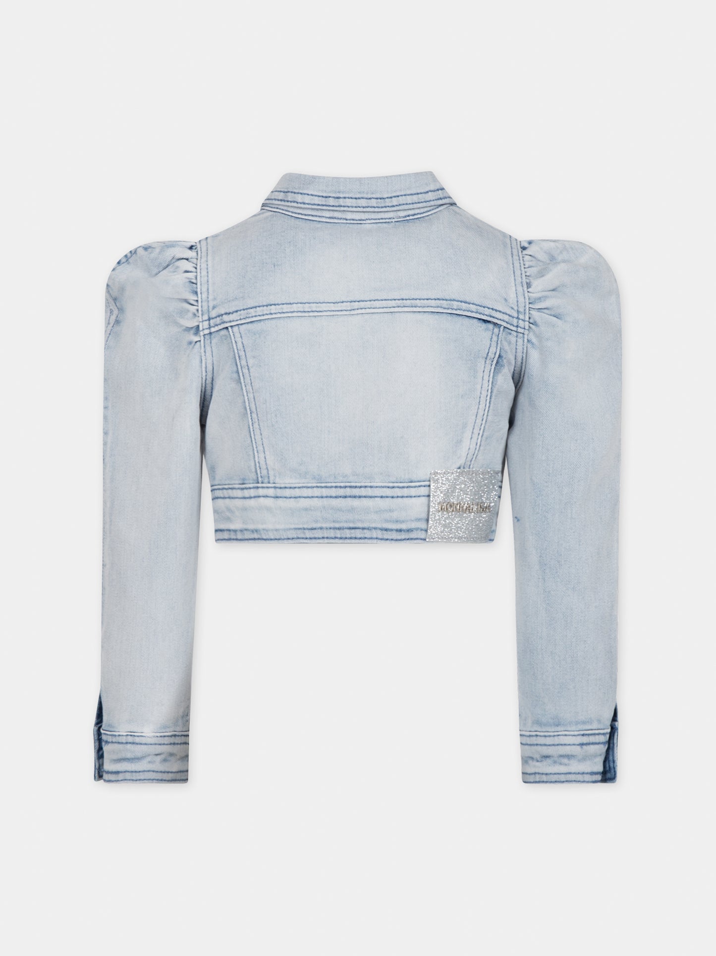 Giubbotto in denim per bambina con strass,Monnalisa,79C101 3051 0062