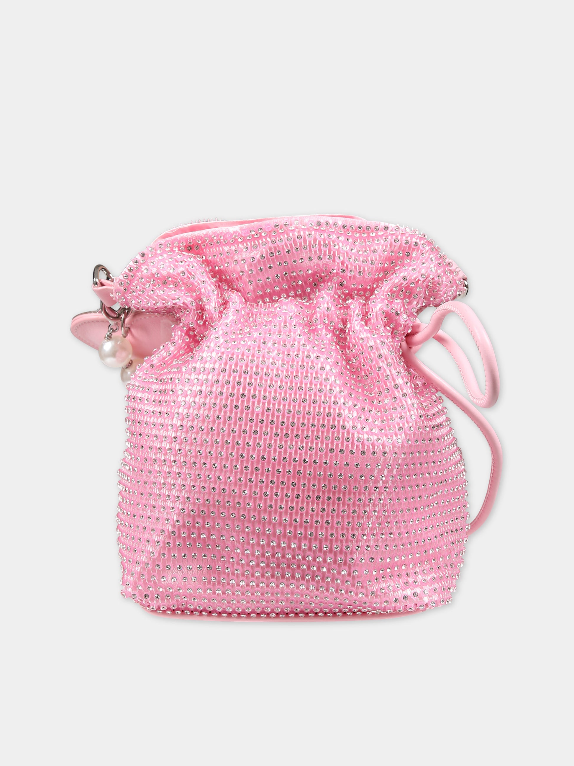 Borsa rosa per bambina con strass all-over,Monnalisa,77C002 3713 0092