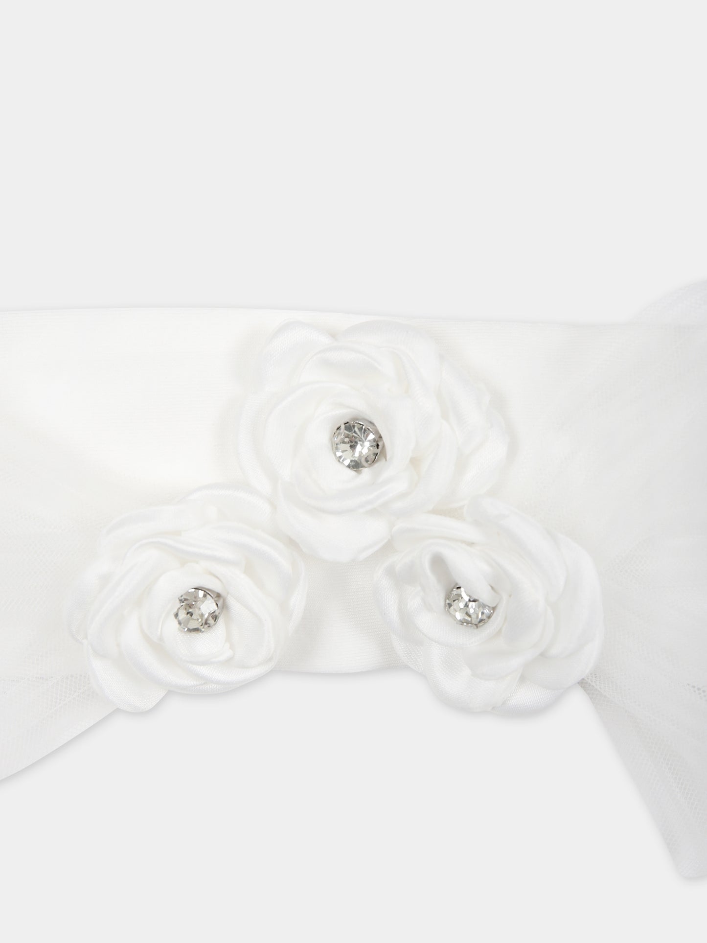 Fascia bianca per neonata con rose,Monnalisa,73C003 3201 0001