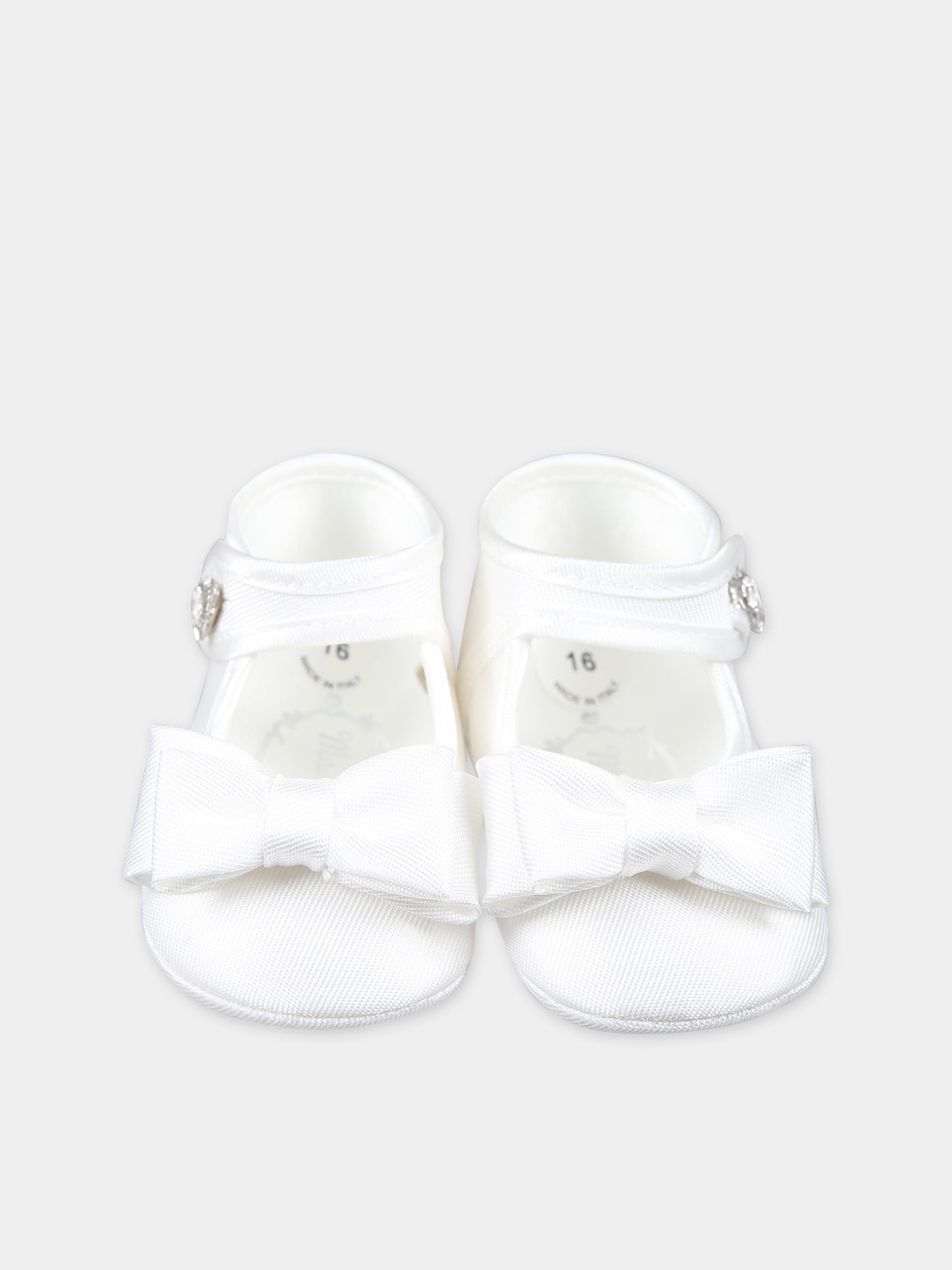Ballerine bianche per neonata con fiocco,Monnalisa,73C000 3302 0001