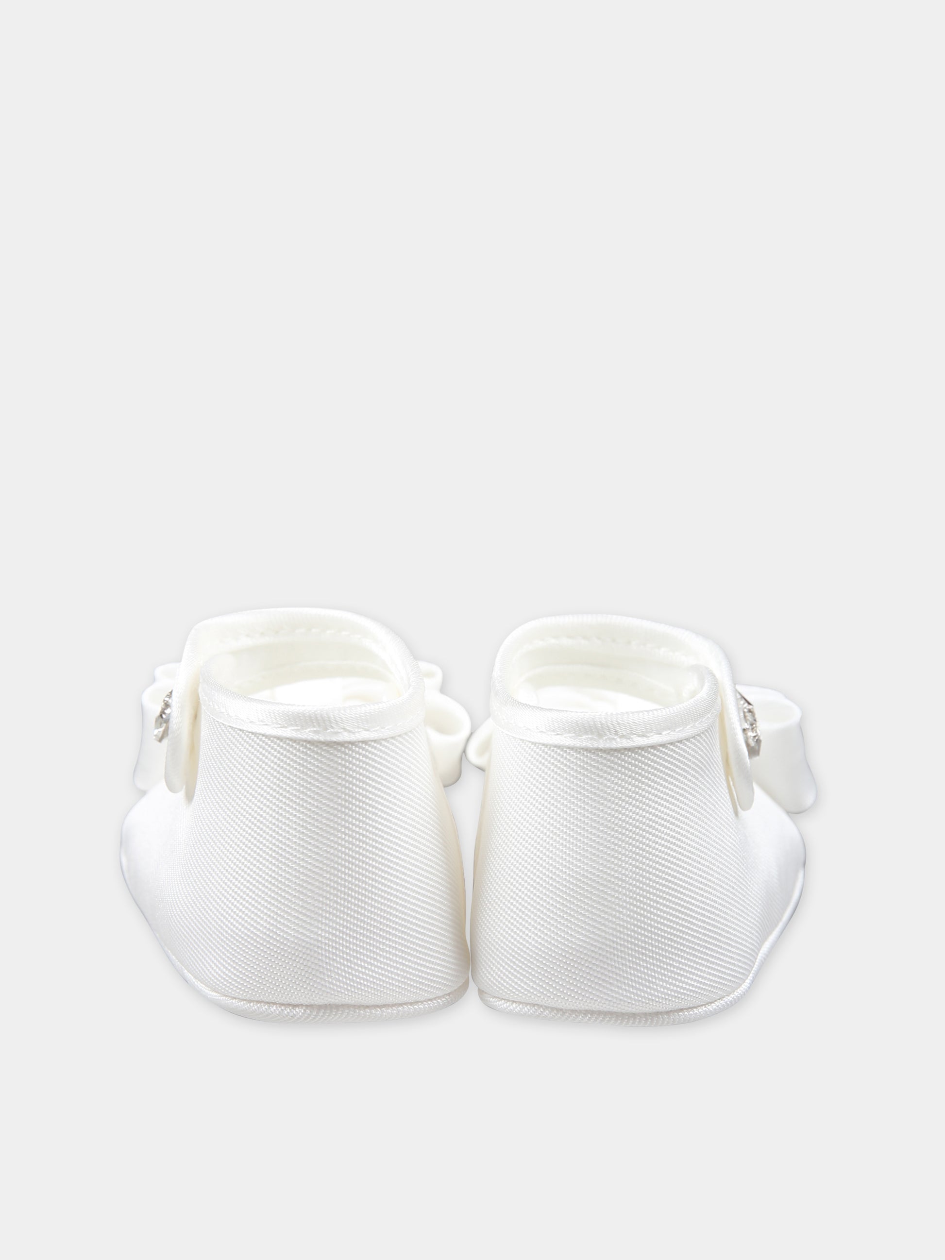 Ballerine bianche per neonata con fiocco,Monnalisa,73C000 3302 0001