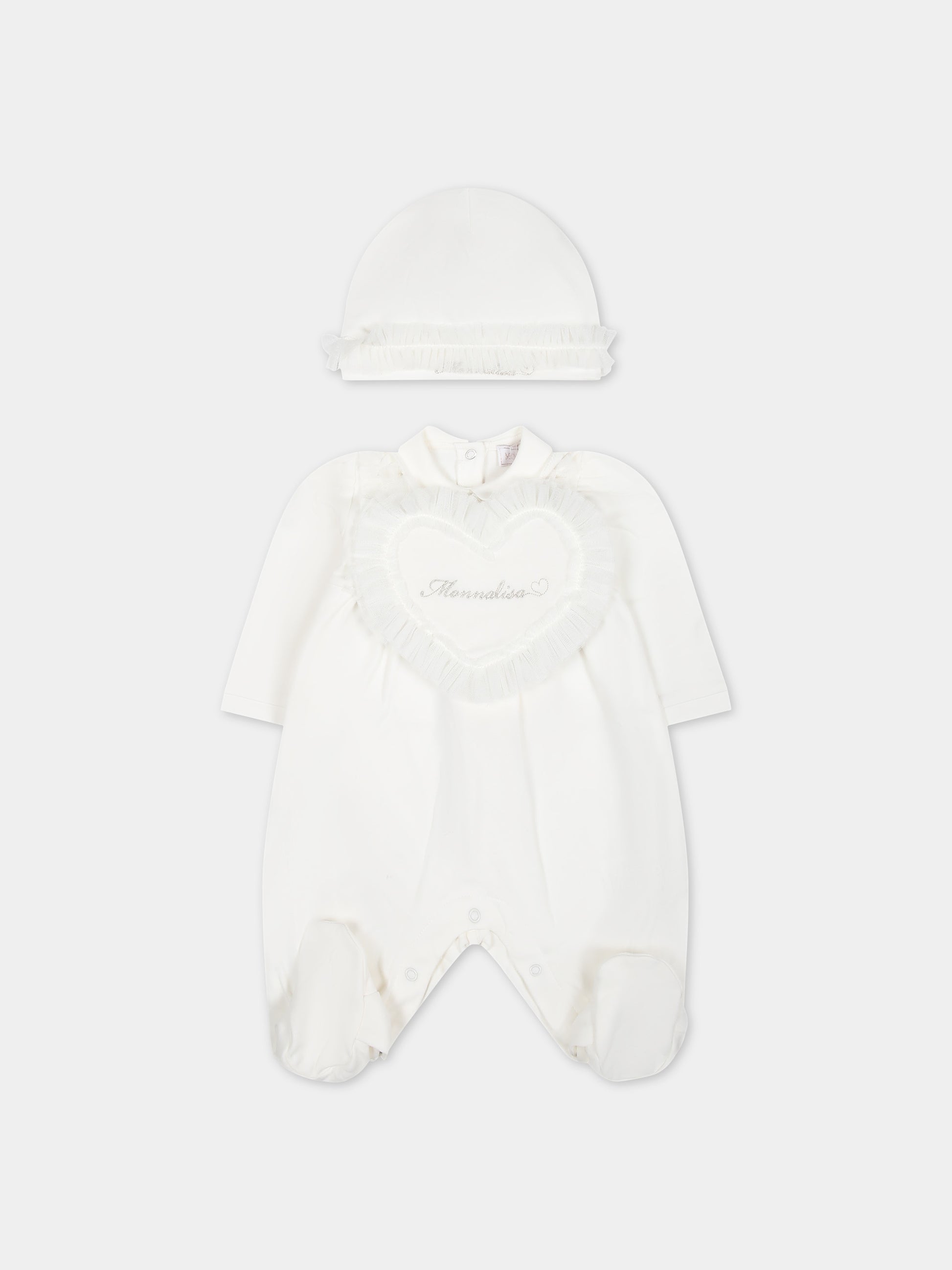 Set per neonata con cuore e rouches,Monnalisa,35C507 3000 0001