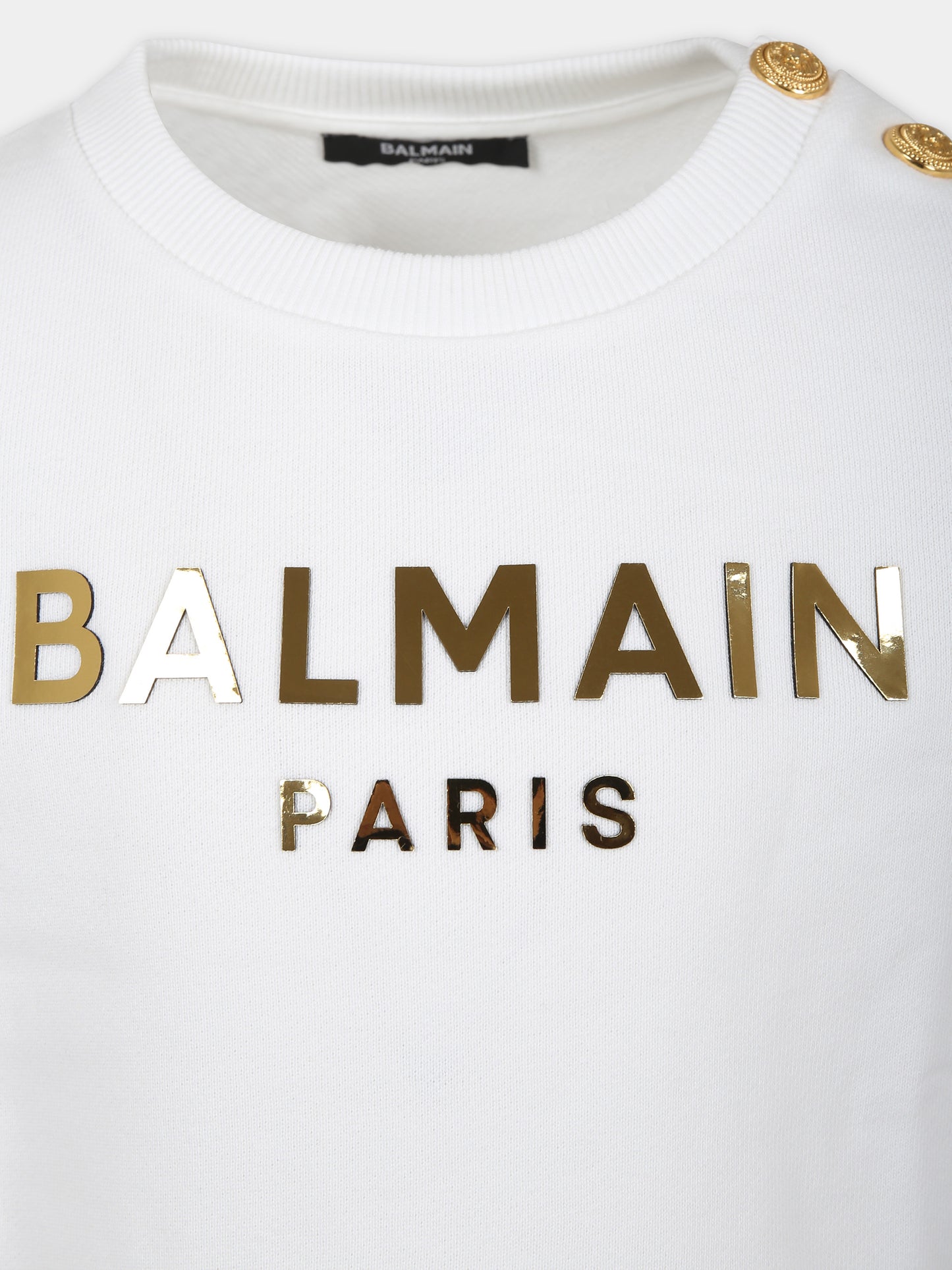 Felpa bianca per bambini con logo,Balmain Kids,BU4Q40 Z0001 100OR