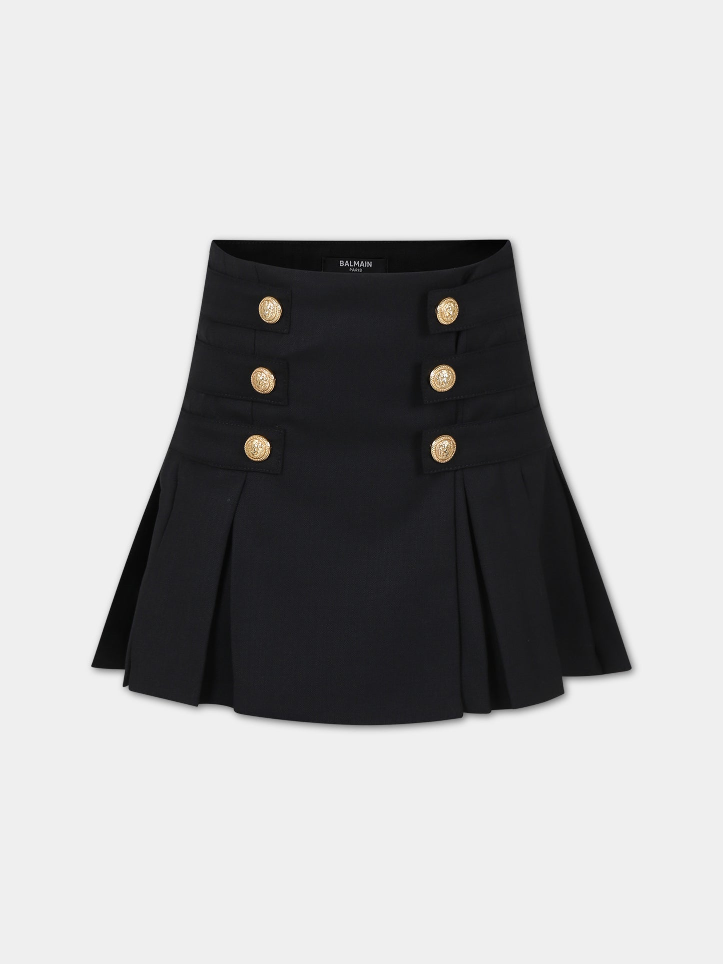 Gonna elegante nera per bambina,Balmain Kids,BU7A51 I0196 930