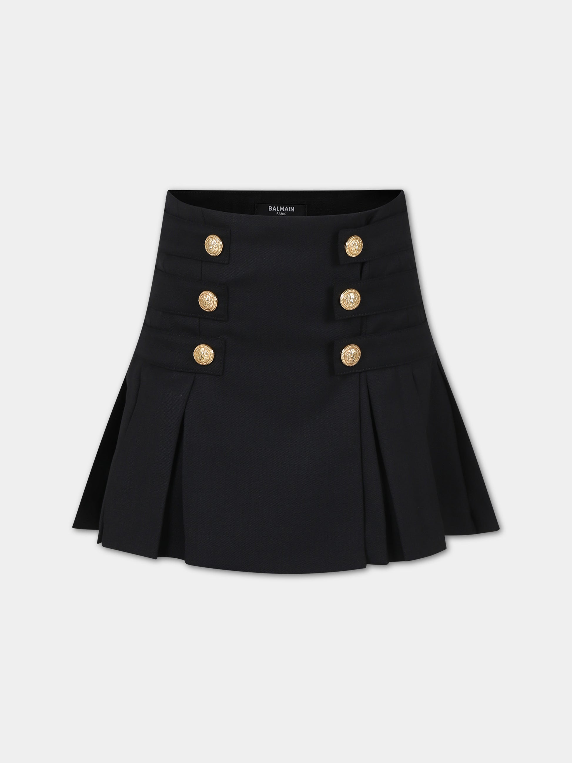 Gonna elegante nera per bambina,Balmain Kids,BU7A51 I0196 930