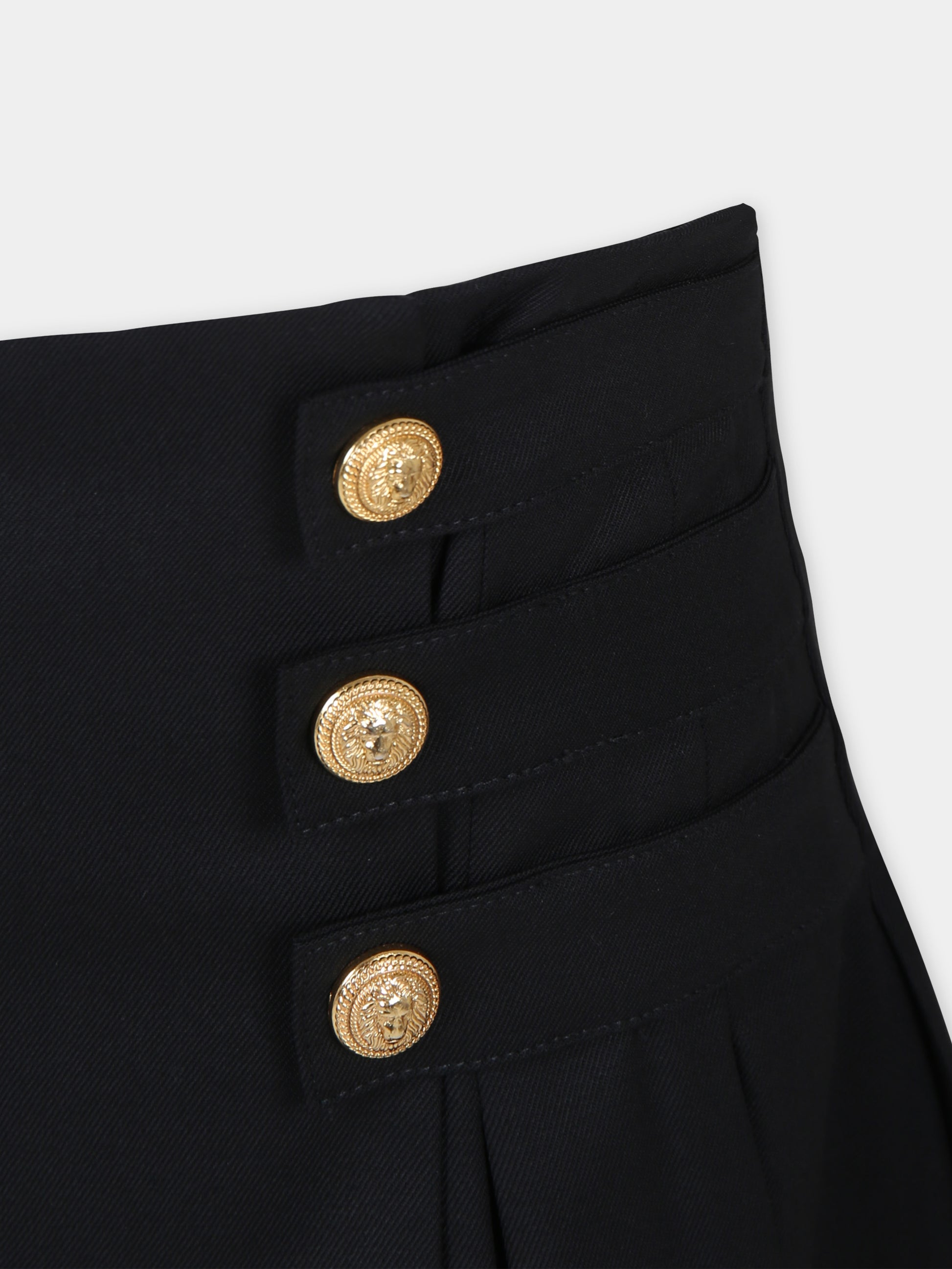Gonna elegante nera per bambina,Balmain Kids,BU7A51 I0196 930