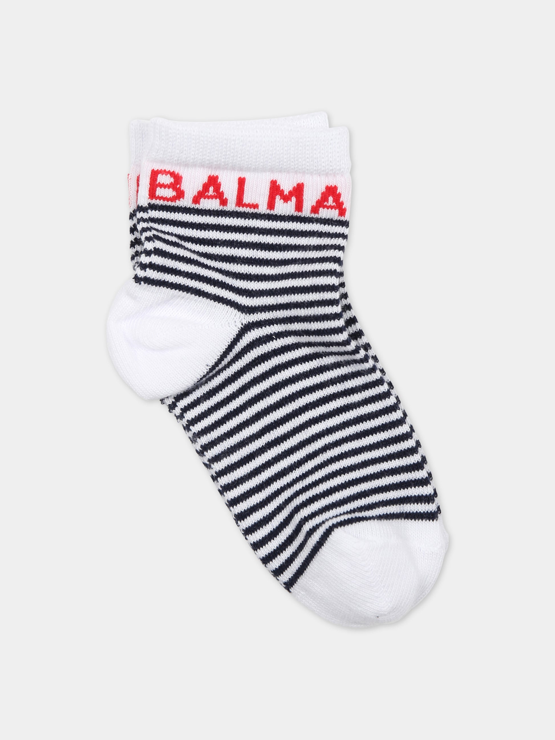 Calze multicolor per neonati con logo,Balmain Kids,BU0510 Z0553 100BL