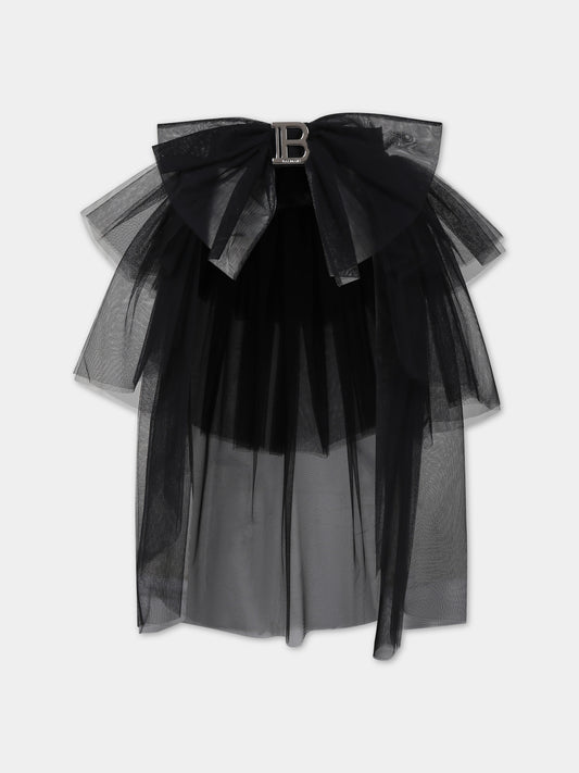 Cintura nera per bambina con fibbia e logo,Balmain Kids,BU0A51 T0002 930