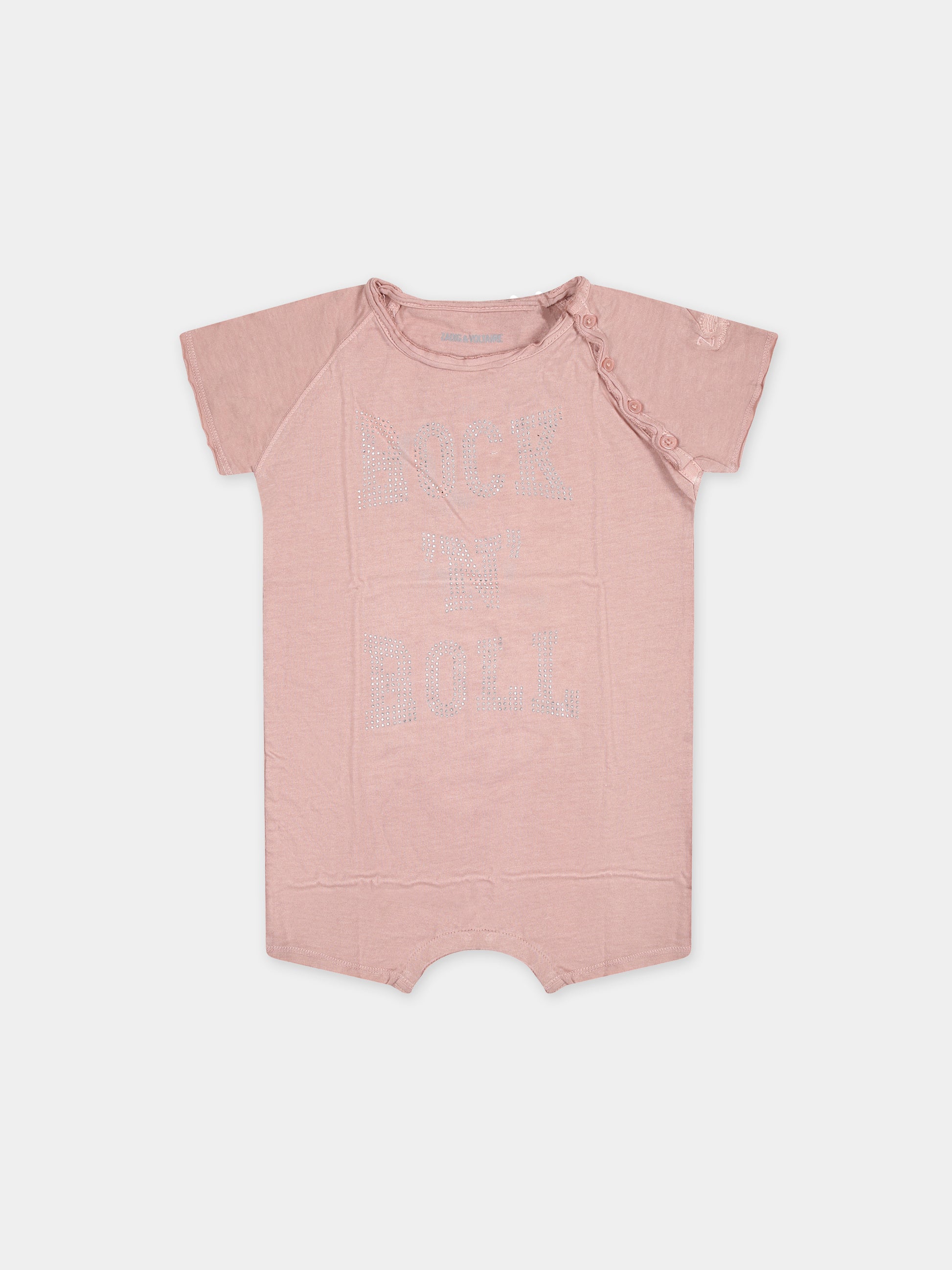 Pagliaccetto rosa per neonata con stampa,Zadig & Voltaire Kids,X60062 292