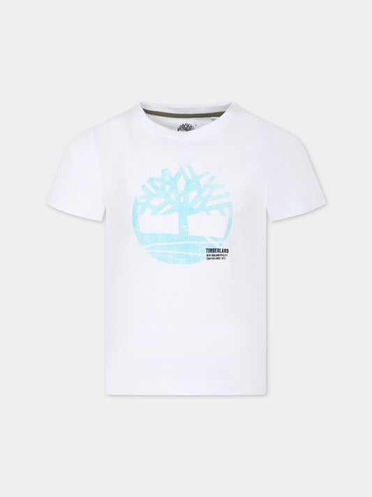 T-shirt bianca per bambino con logo,Timberland,T60087 10P