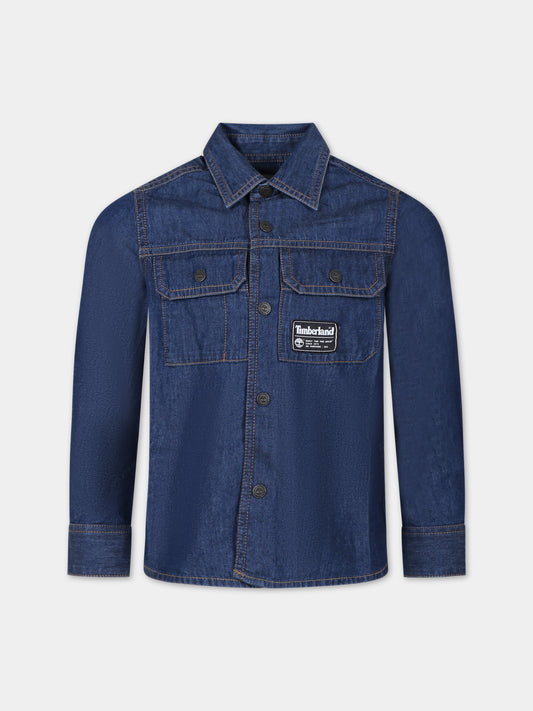 Camicia in denim per bambino con logo,Timberland,T60045 Z25