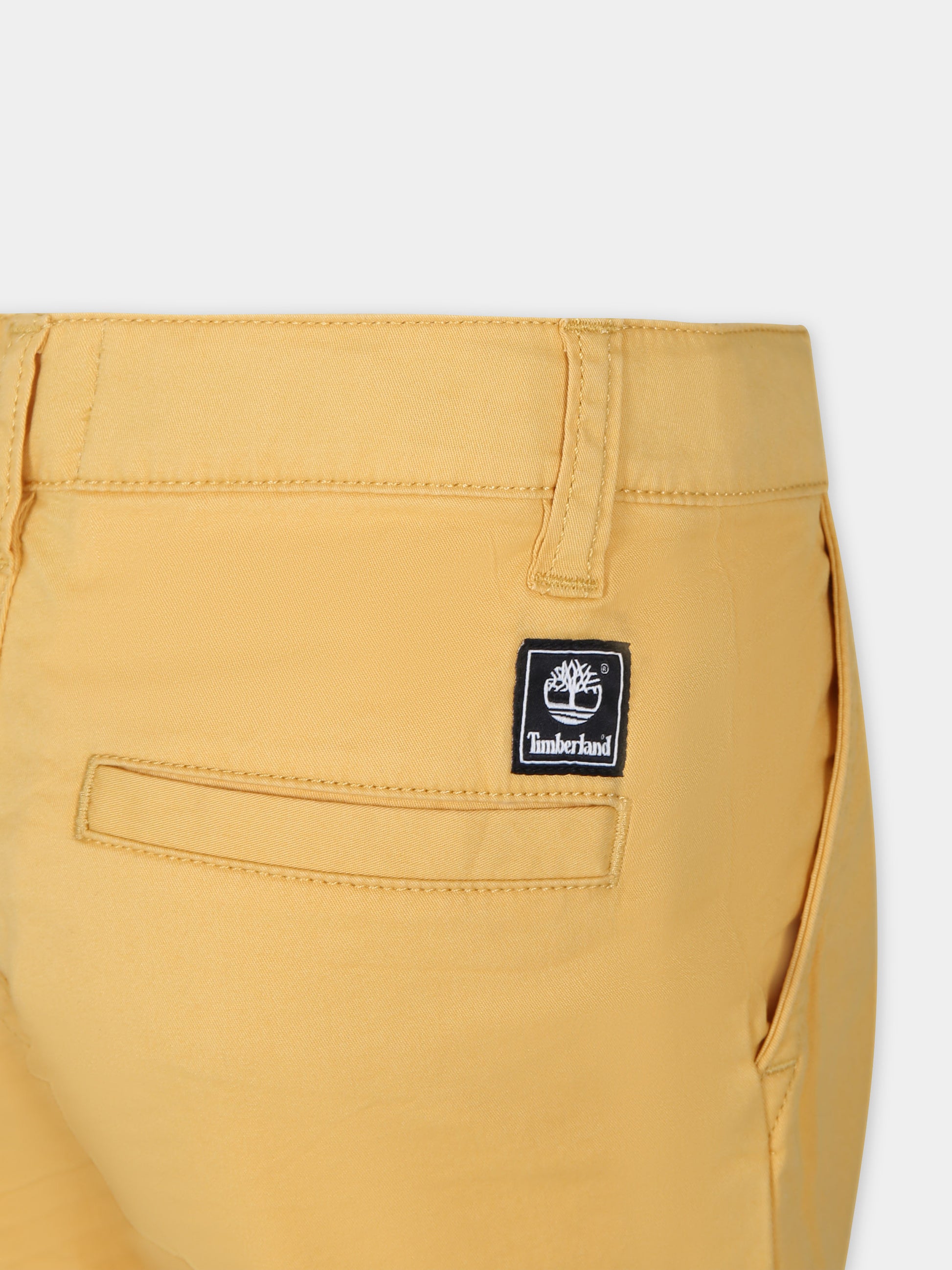 Shorts gialli per bambino con logo,Timberland,T60071 58C