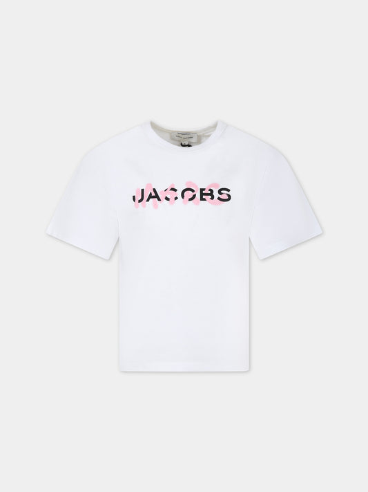 T-shirt bianca per bambina con logo,Little Marc Jacobs,W60205 10P