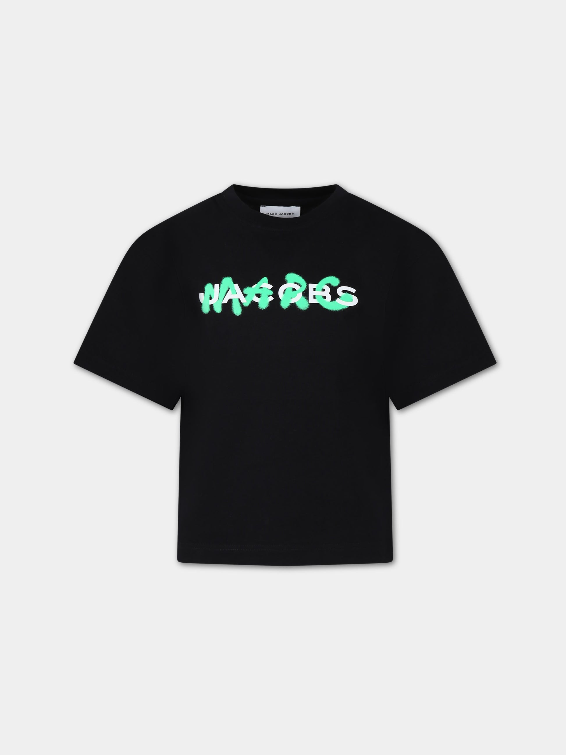 T-shirt nera per bambini con logo,Little Marc Jacobs,W60212 09B