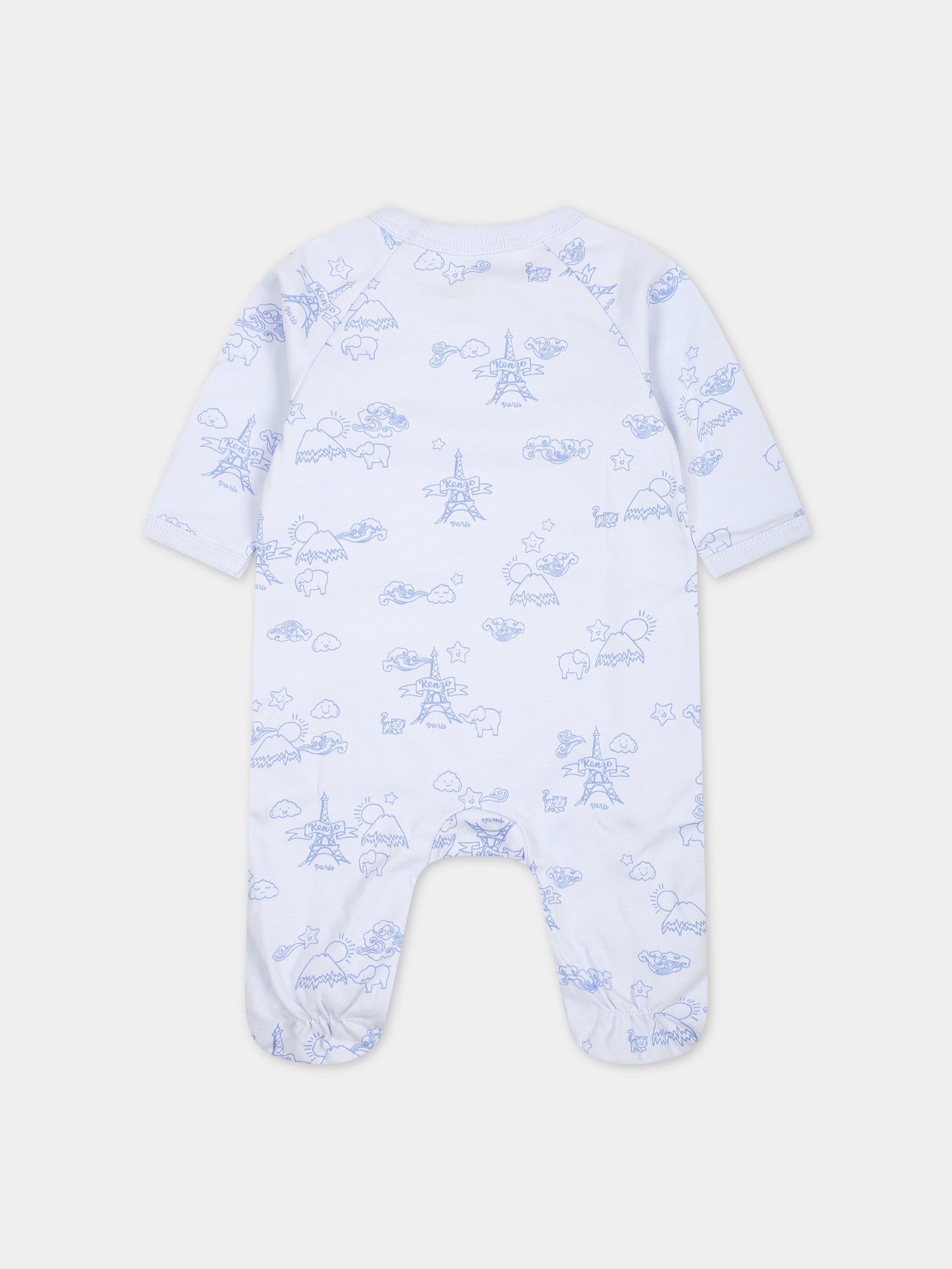 Set celeste per neonato con Tour Eiffel e logo,Kenzo Kids,K60074 771