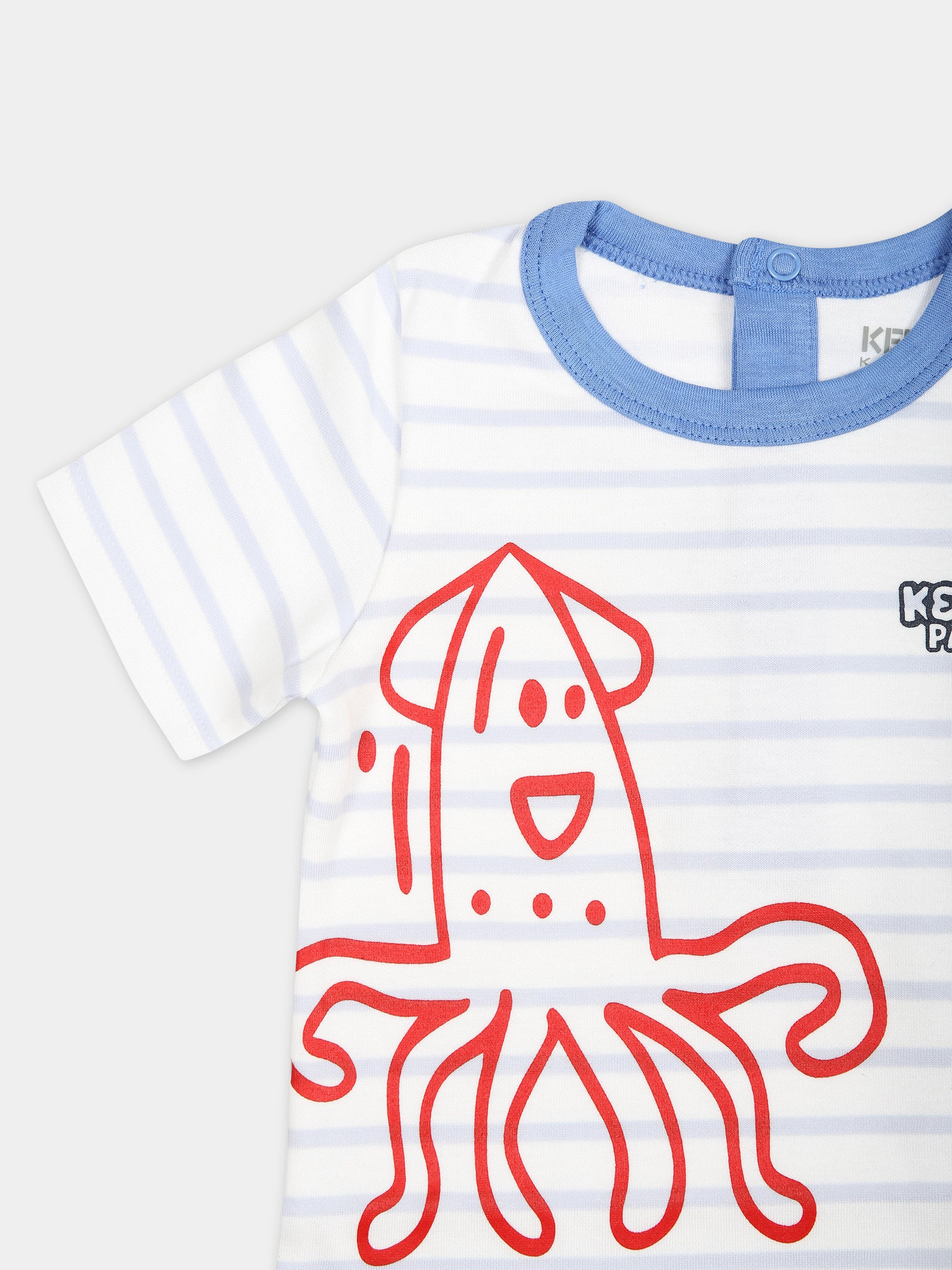 Pagliaccetto bianco per neonato con stampa e logo,Kenzo Kids,K60060 10P