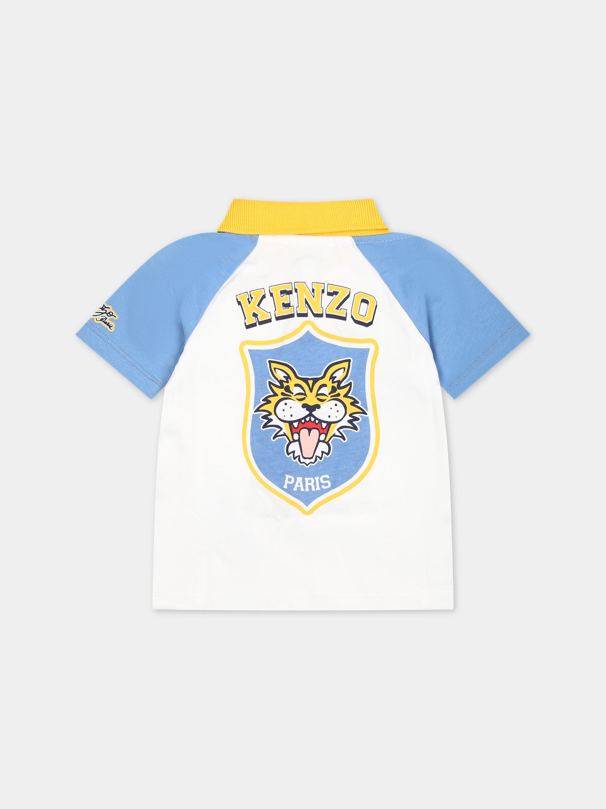 Polo bianca per neonato con stampa iconica e logo,Kenzo Kids,K60148 12P