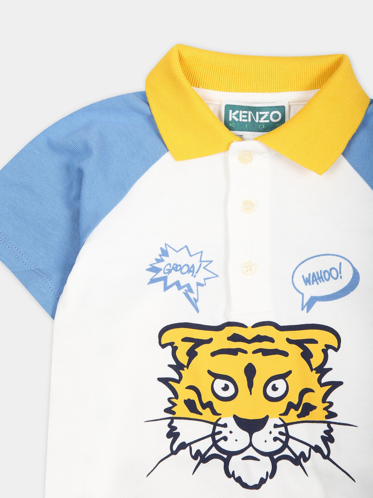 Polo bianca per neonato con stampa iconica e logo,Kenzo Kids,K60148 12P