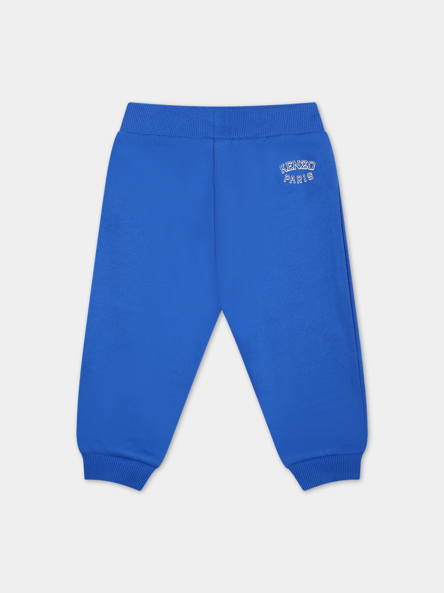 Pantalone azzurro per neonato con iconica tigre,Kenzo Kids,K60145 878