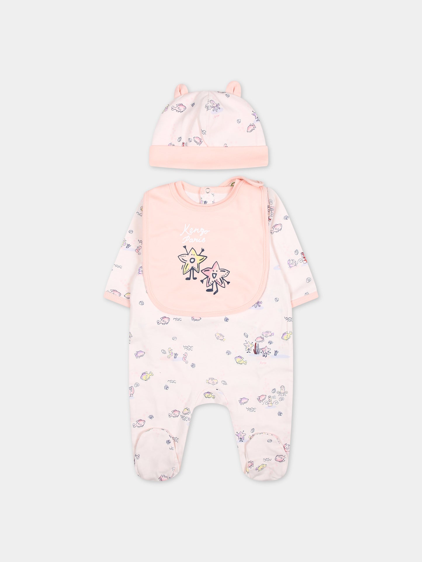 Set rosa per neonata con stampa marina,Kenzo Kids,K60047 47R