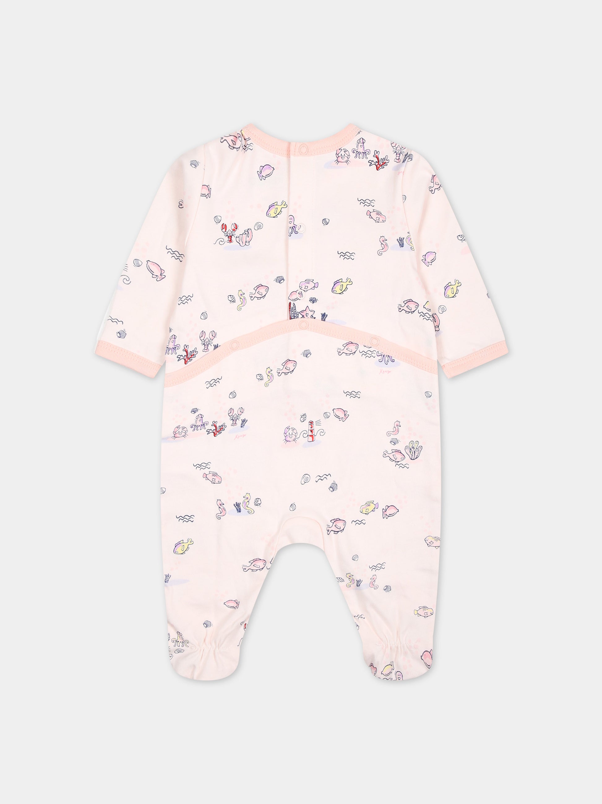 Set rosa per neonata con stampa marina,Kenzo Kids,K60047 47R