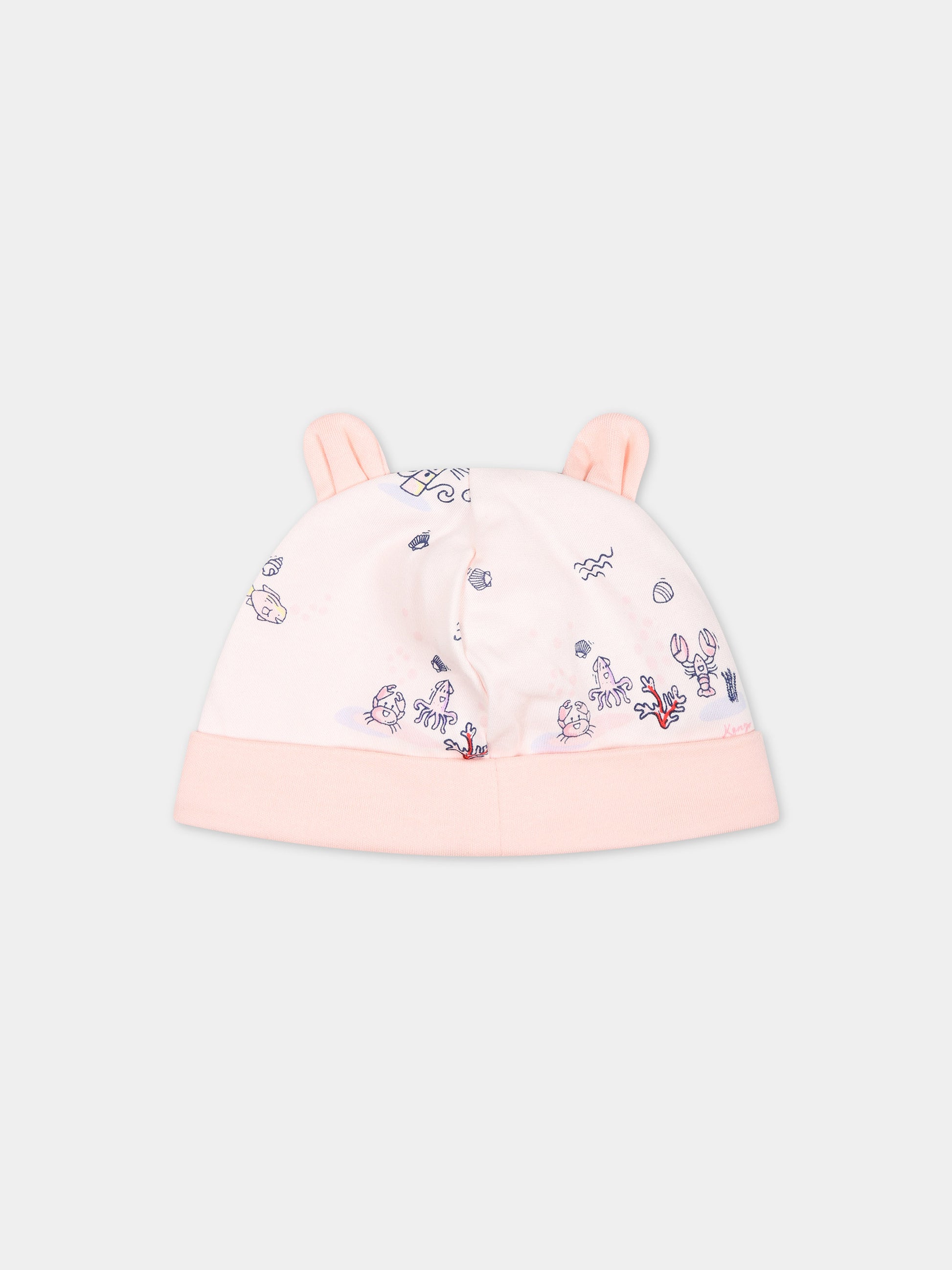 Set rosa per neonata con stampa marina,Kenzo Kids,K60047 47R